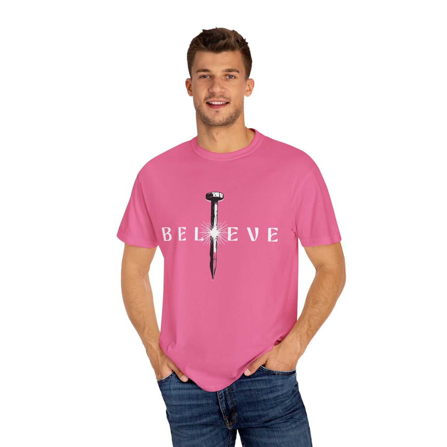 Unisex 'Believe' Garment-Dyed T-shirt - Inspirational Graphic Tee