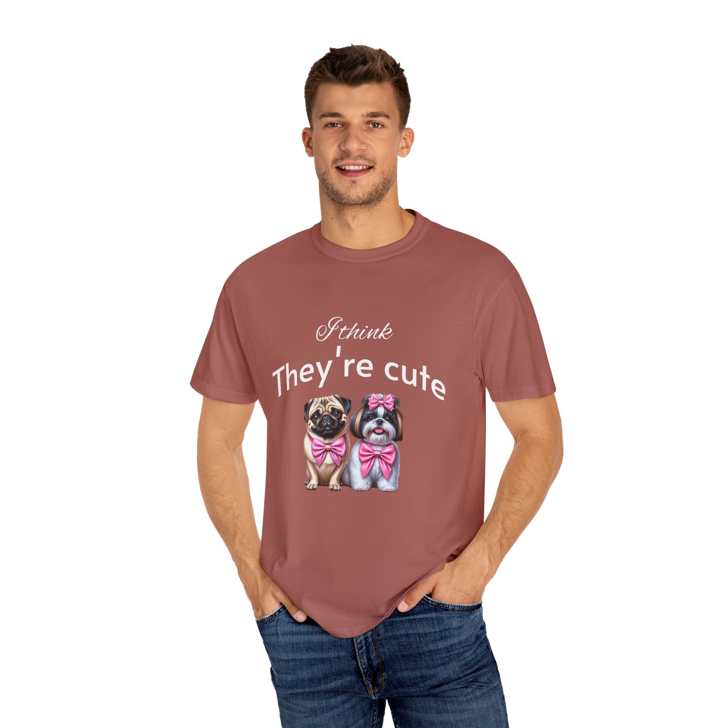 I think they're cute - an adorable pug and a cute shih tzu toy dog - Unisex T-Shirt - Nature Art Tee