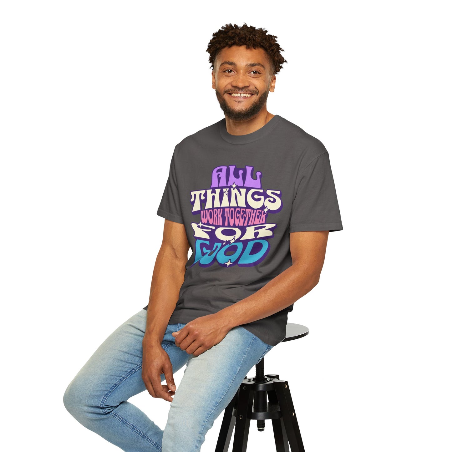 Unisex Garment-Dyed T-Shirt - "All Things Work Together for Good" Motivational Tee