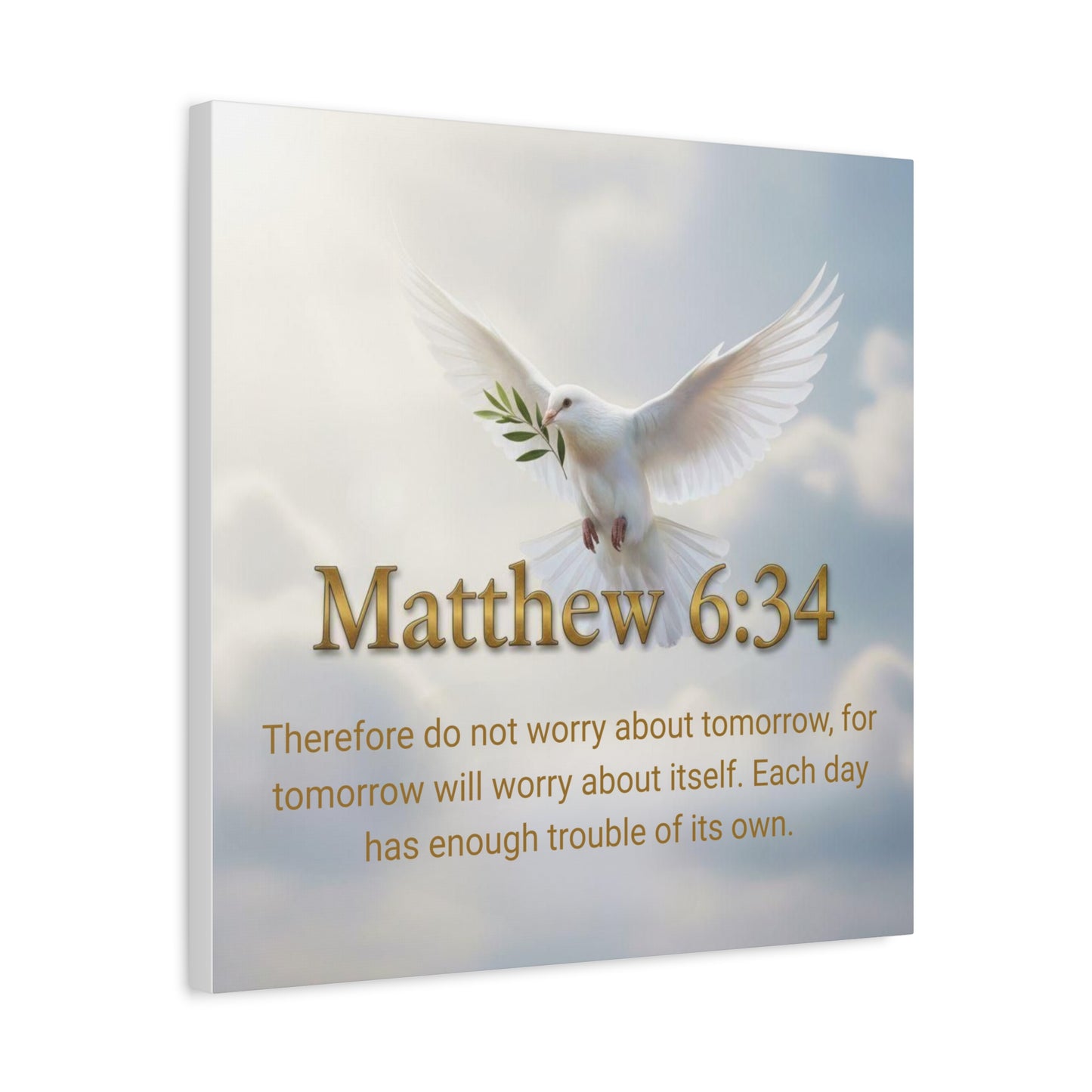 Inspirational Wall Art, Matthew 6:34 Canvas Print, Christian Decor, Uplifting Home Decoration, Motivational Gift