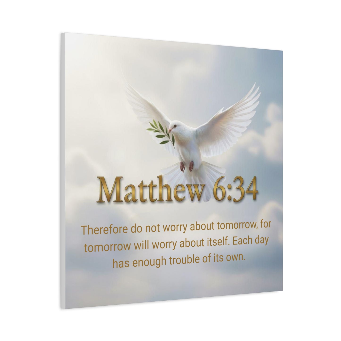 Inspirational Wall Art, Matthew 6:34 Canvas Print, Christian Decor, Uplifting Home Decoration, Motivational Gift