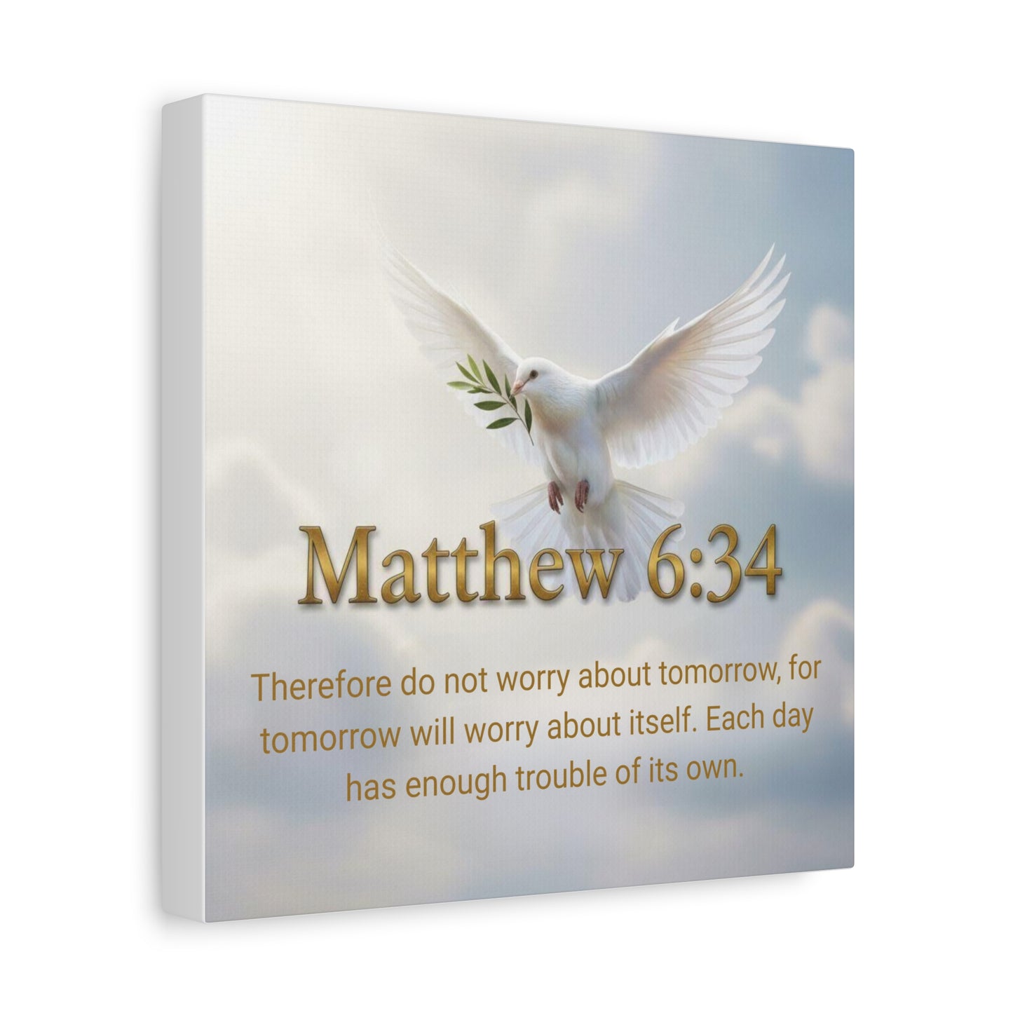 Inspirational Wall Art, Matthew 6:34 Canvas Print, Christian Decor, Uplifting Home Decoration, Motivational Gift