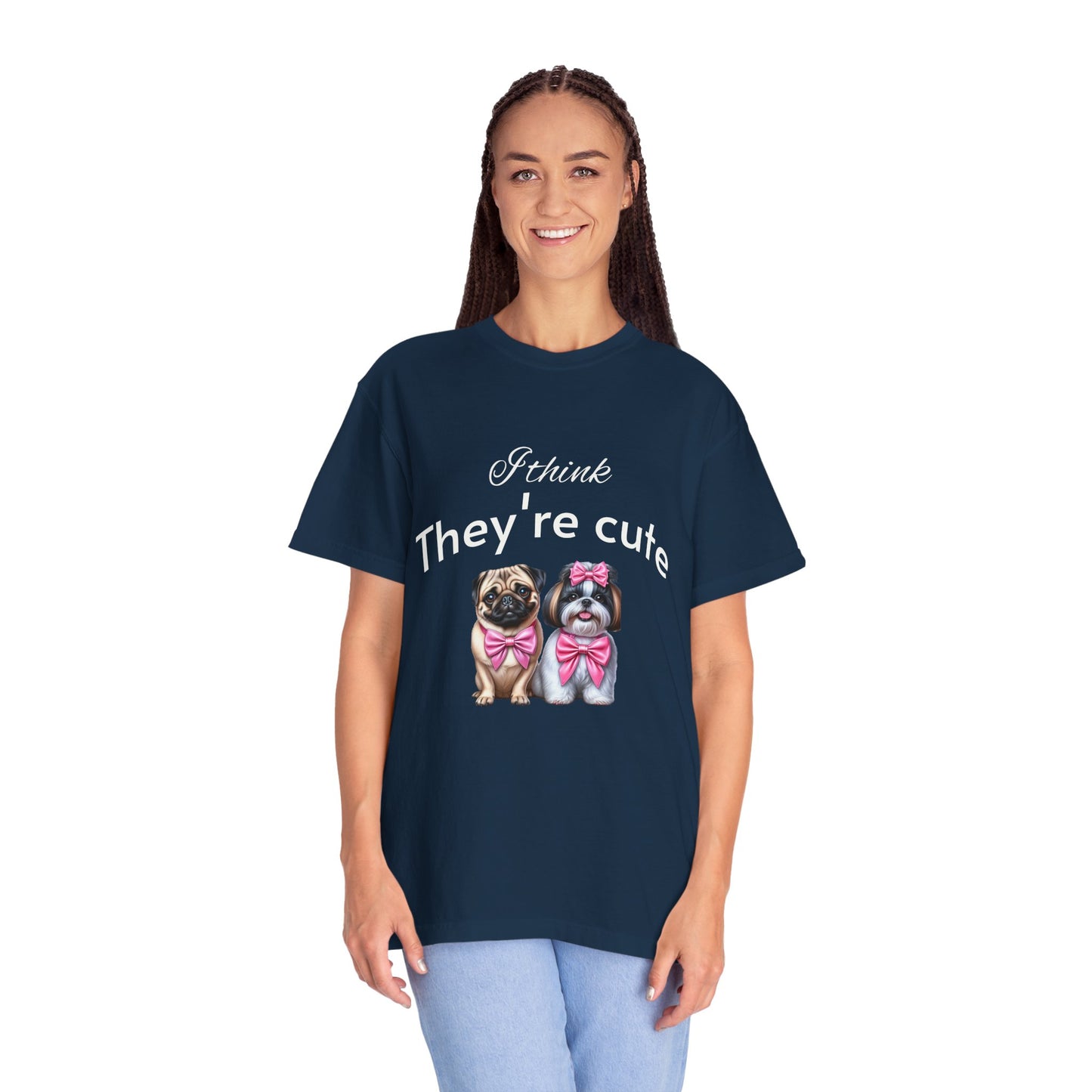 I think they're cute - an adorable pug and a cute shih tzu toy dog - Unisex T-Shirt - Nature Art Tee