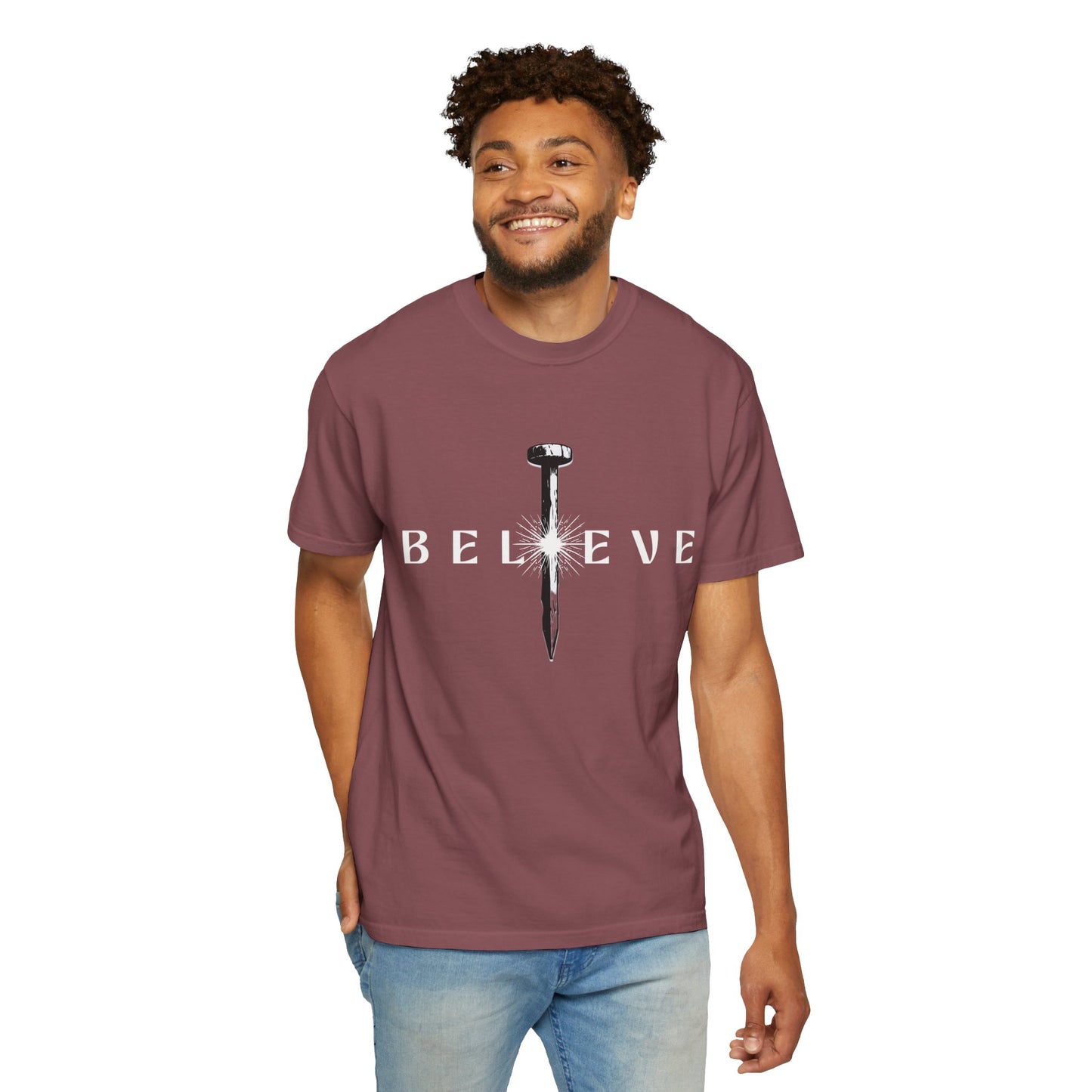 Unisex 'Believe' Garment-Dyed T-shirt - Inspirational Graphic Tee