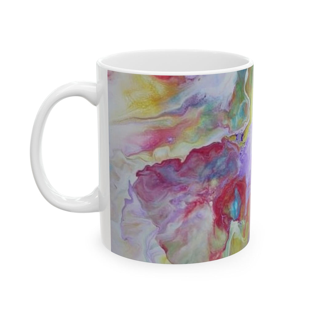 Acrylic pour design - Colorful Abstract Ceramic Mug - 11oz & 15oz, Perfect for Tea & Coffee Lovers