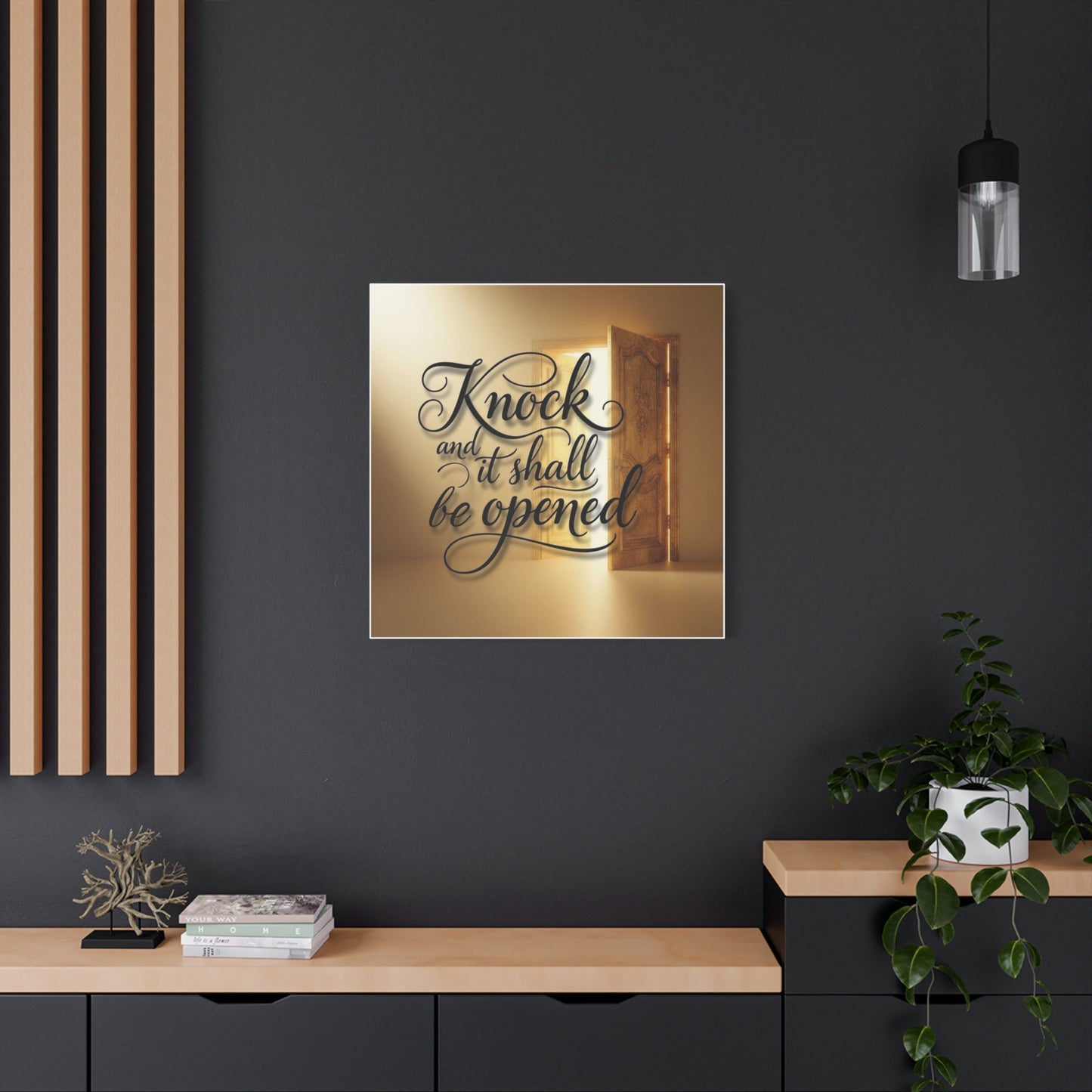 Inspirational Wall Art Canvas, Home Decor, Motivational Wall Art, Knock and it shall be opened, Gift for New Home, Christian Decor