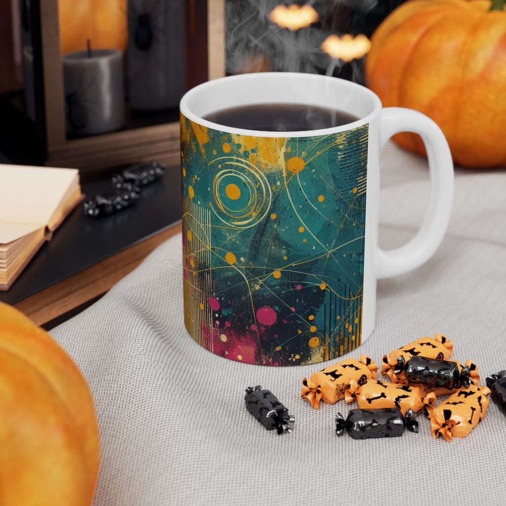 Vibrant Abstract Ceramic Mug - 11oz & 15oz, Perfect for Coffee Lovers