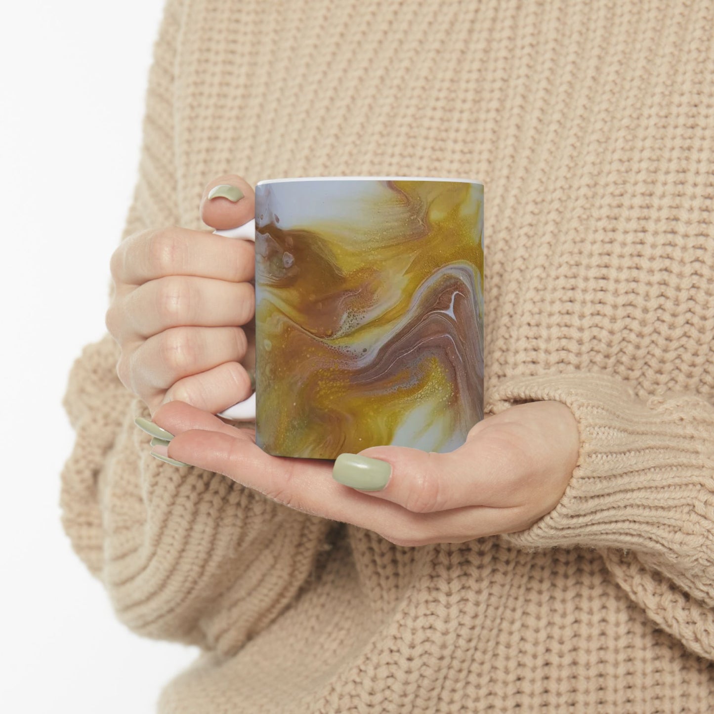 "Faith" Fruit of the Spirit series - Acrylic pour design - Elegant Abstract Swirl Ceramic Mug - 11oz & 15oz Coffee Cup for Tea and Hot Beverages