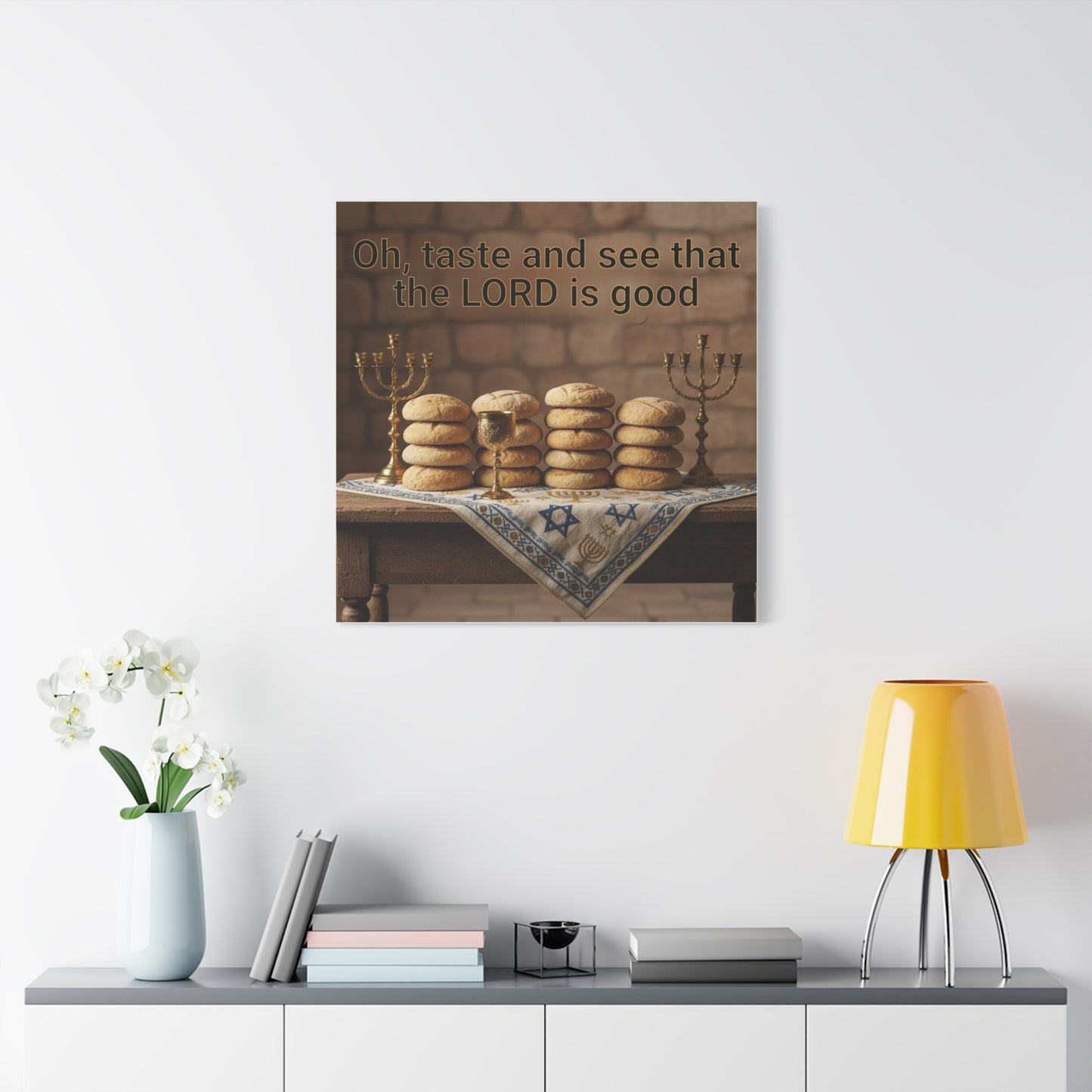 Inspirational Wall Art, Religious Decor, Kitchen or Dining Room, Gift for Hostess, Hanukkah Decoration, Faith-Based Home