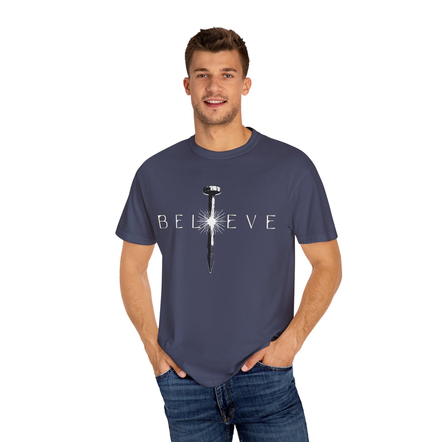 Unisex 'Believe' Garment-Dyed T-shirt - Inspirational Graphic Tee