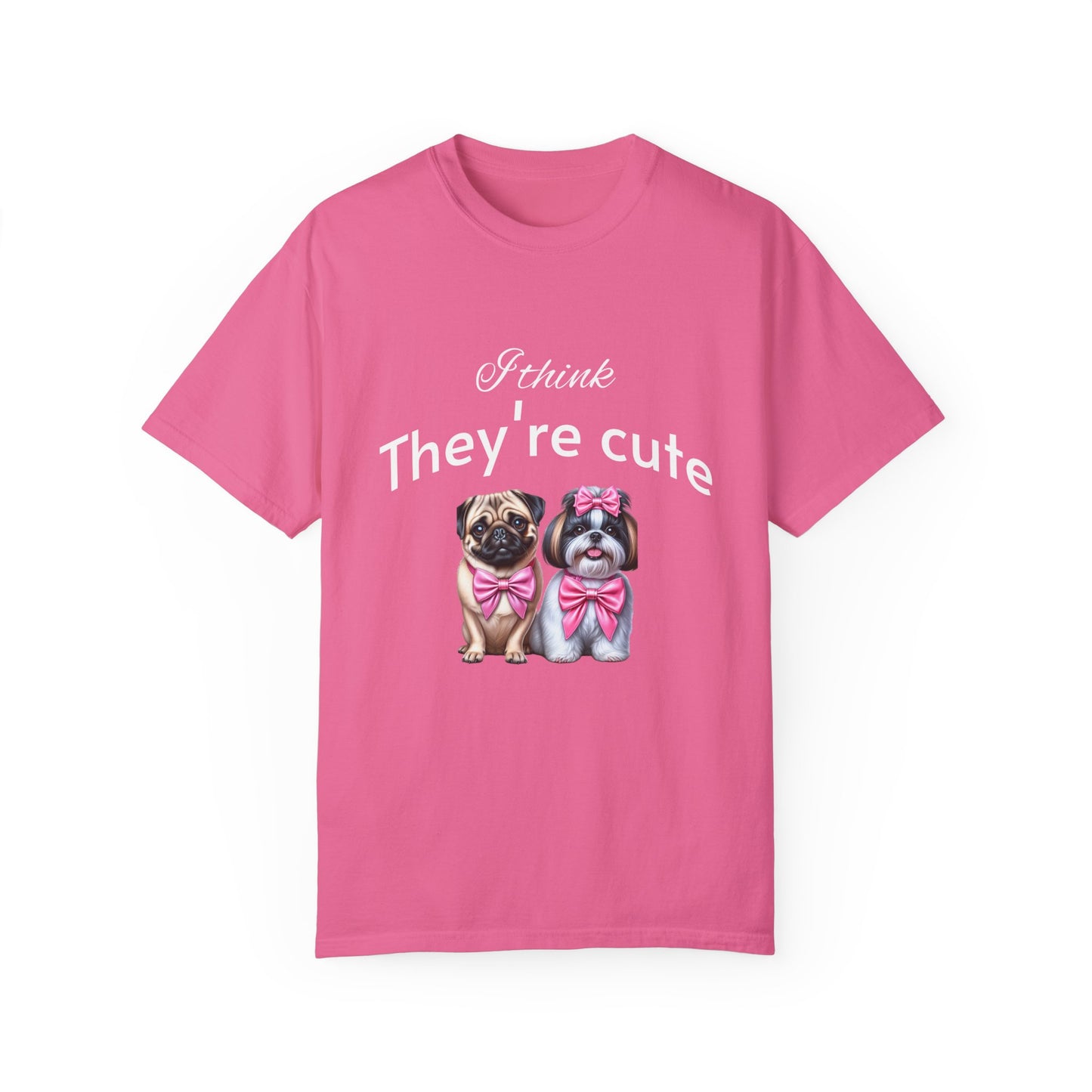 I think they're cute - an adorable pug and a cute shih tzu toy dog - Unisex T-Shirt - Nature Art Tee