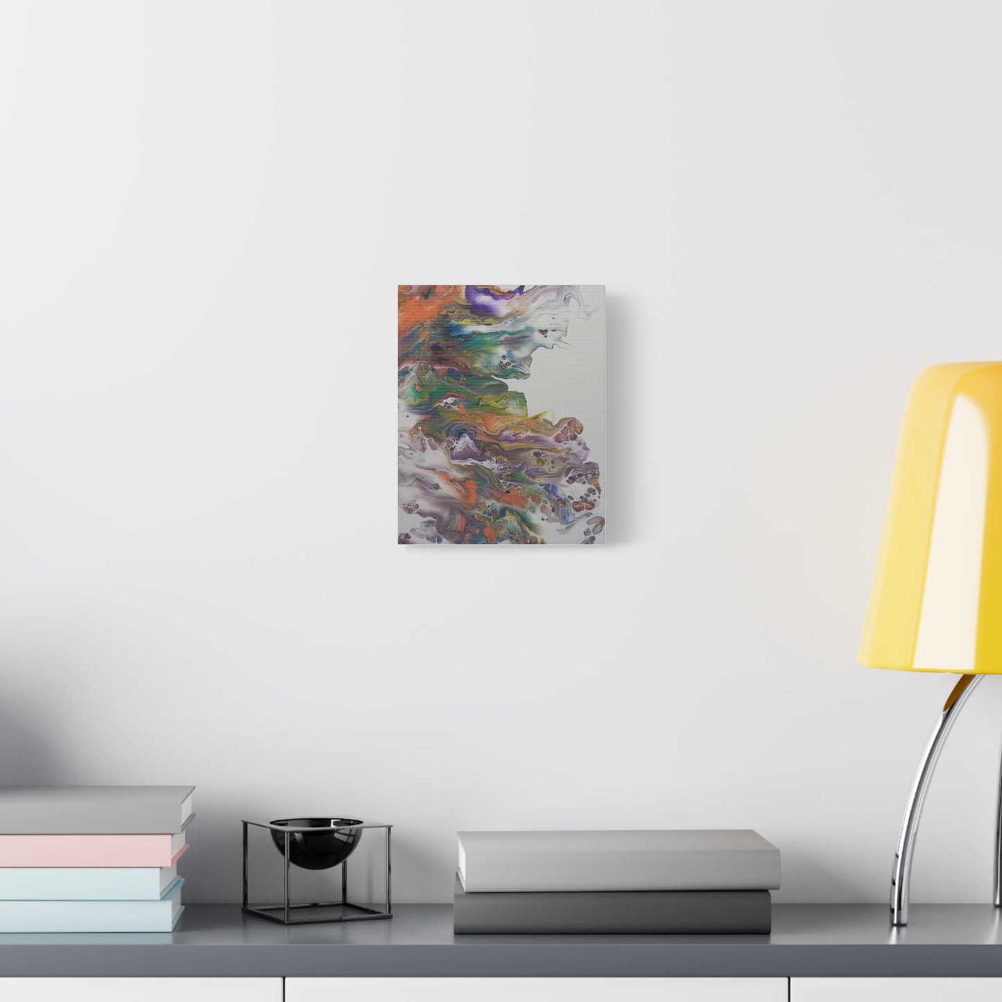 Acrylic pour painting with vibrant colors - canvas custom artwork - 8 by 10 inches
