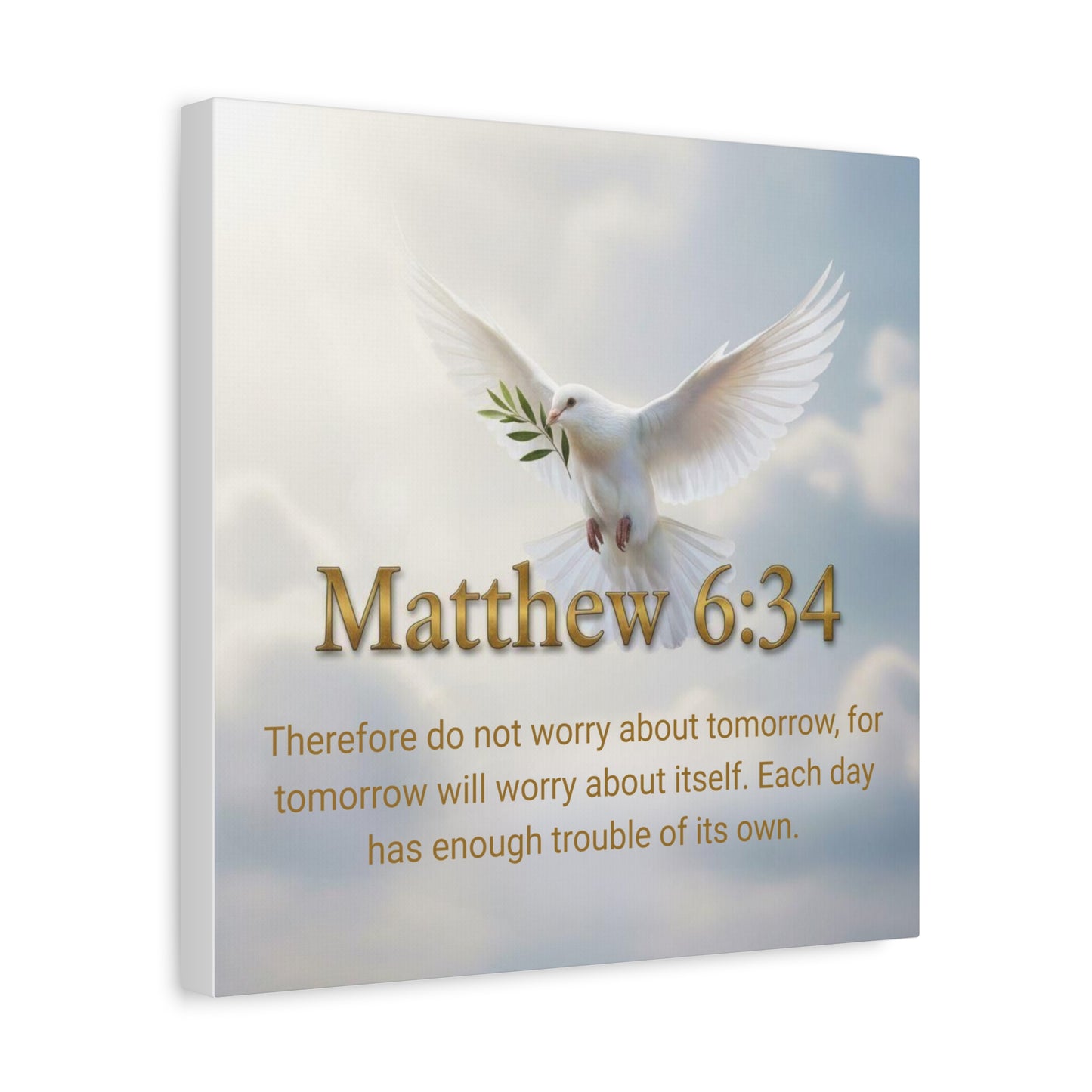 Inspirational Wall Art, Matthew 6:34 Canvas Print, Christian Decor, Uplifting Home Decoration, Motivational Gift