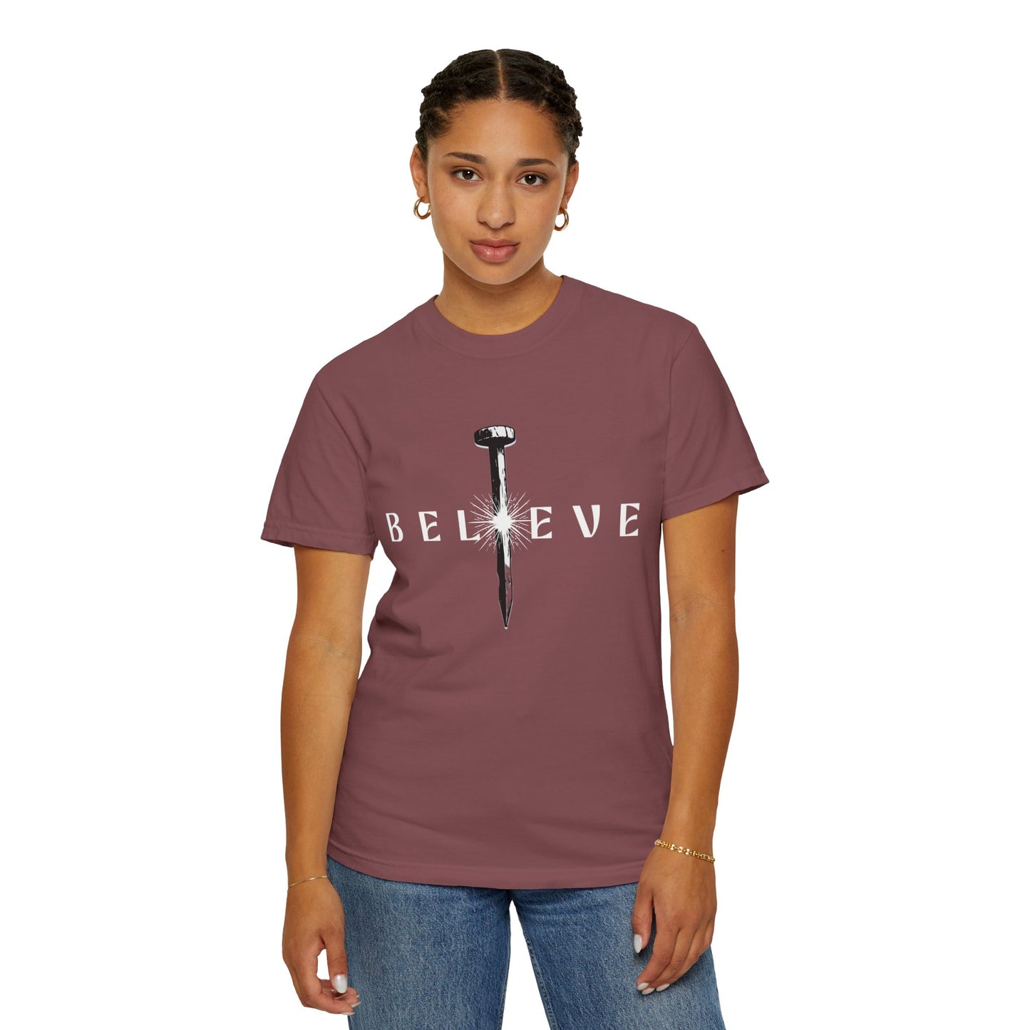 Unisex 'Believe' Garment-Dyed T-shirt - Inspirational Graphic Tee