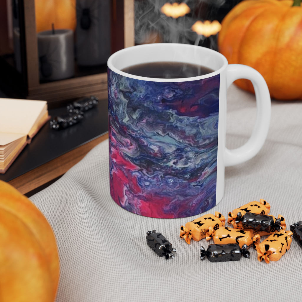 Acrylice pour design - Artistic Abstract Ceramic Mug - Unique Colorful Design (11oz, 15oz)