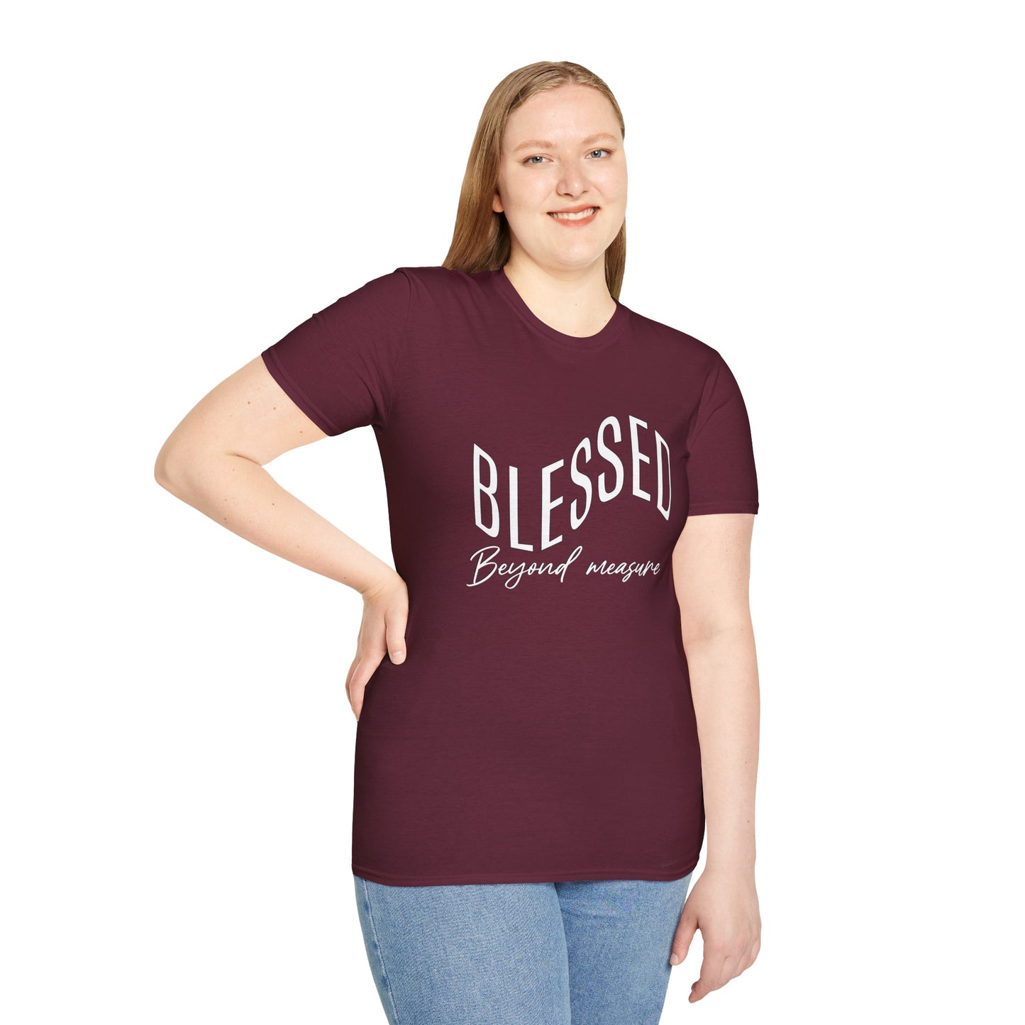 BLESSED Beyond Measure Inspirational Tee can be a gift for self or someone special.