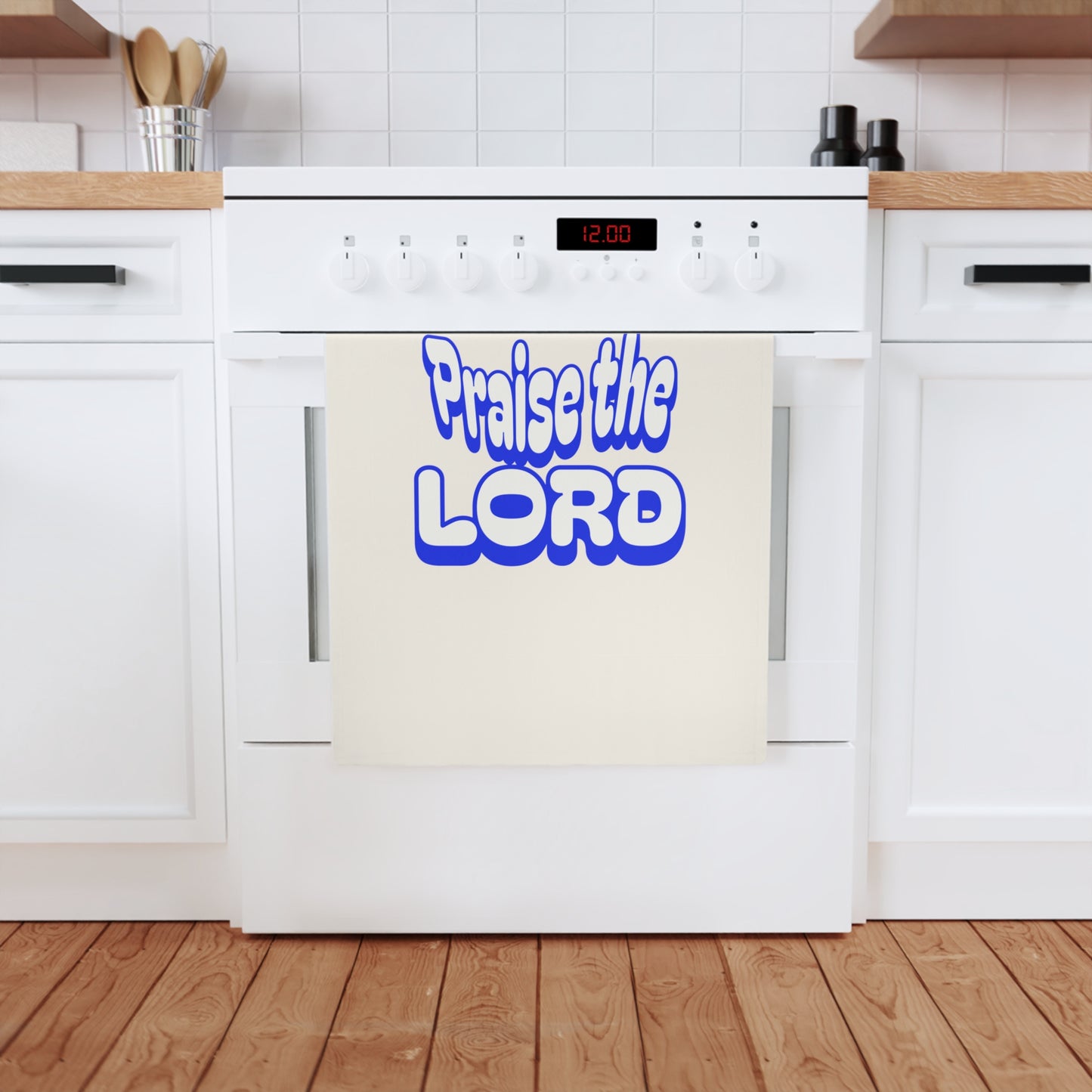 Praise the Lord Cotton Tea Towel - Inspirational Kitchen Decor for Faithful Home