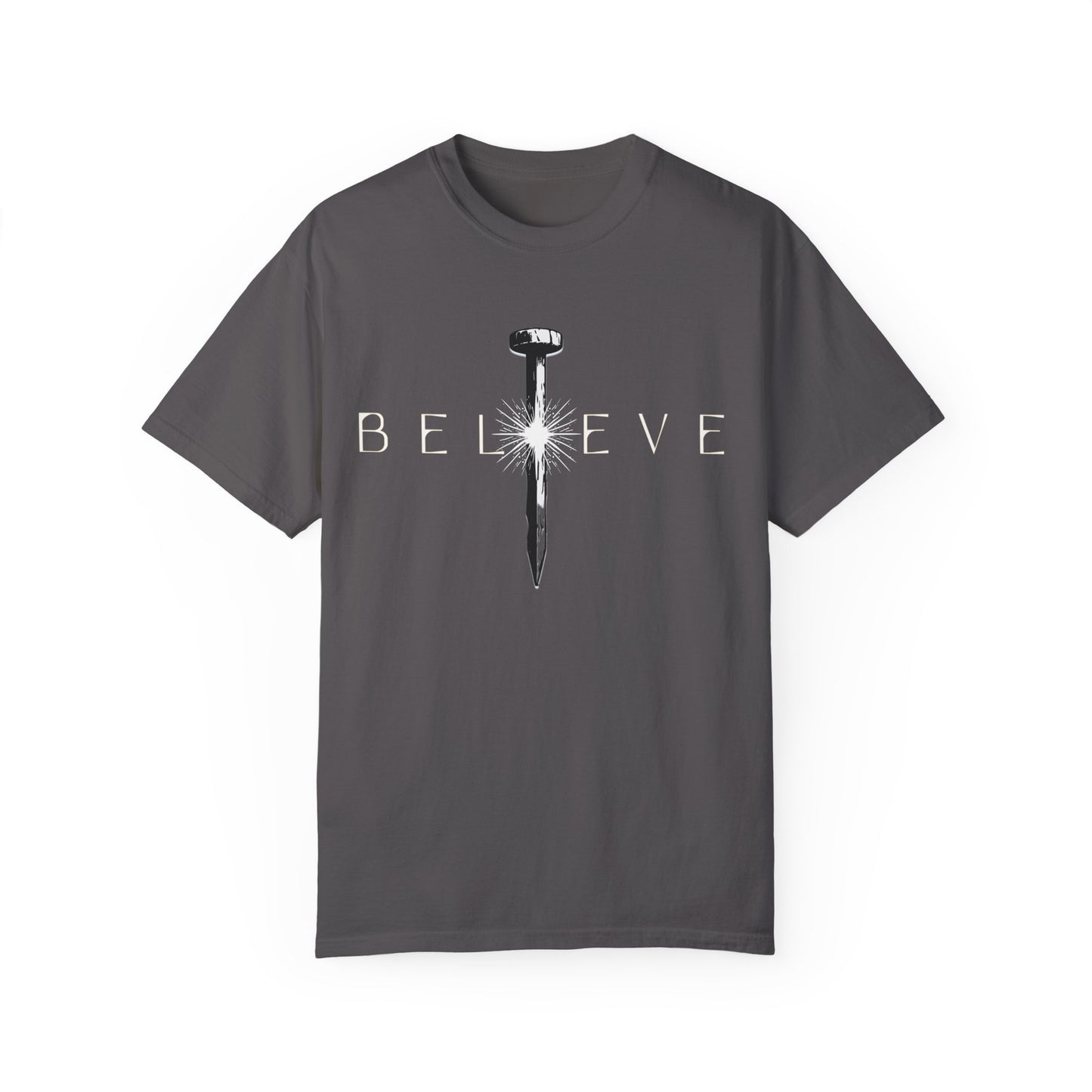 Unisex 'Believe' Garment-Dyed T-shirt - Inspirational Graphic Tee