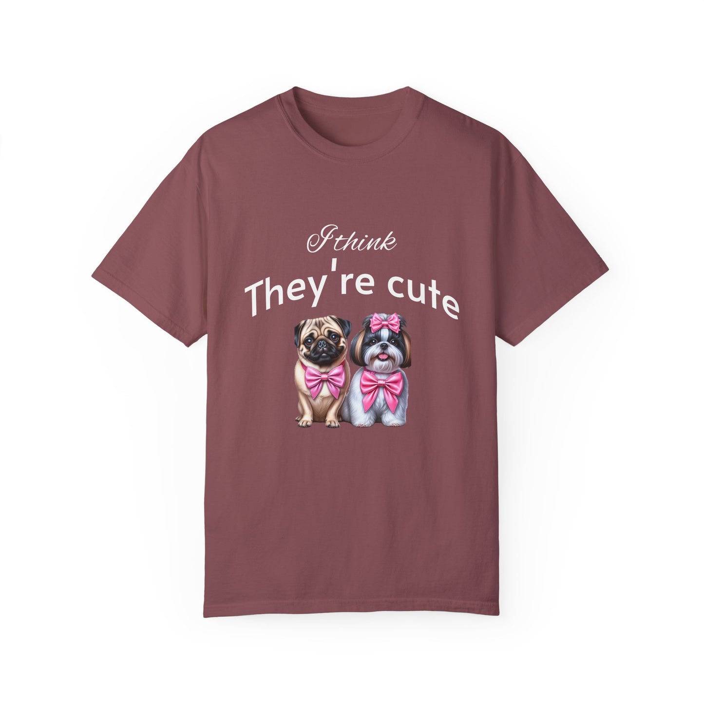 I think they're cute - an adorable pug and a cute shih tzu toy dog - Unisex T-Shirt - Nature Art Tee