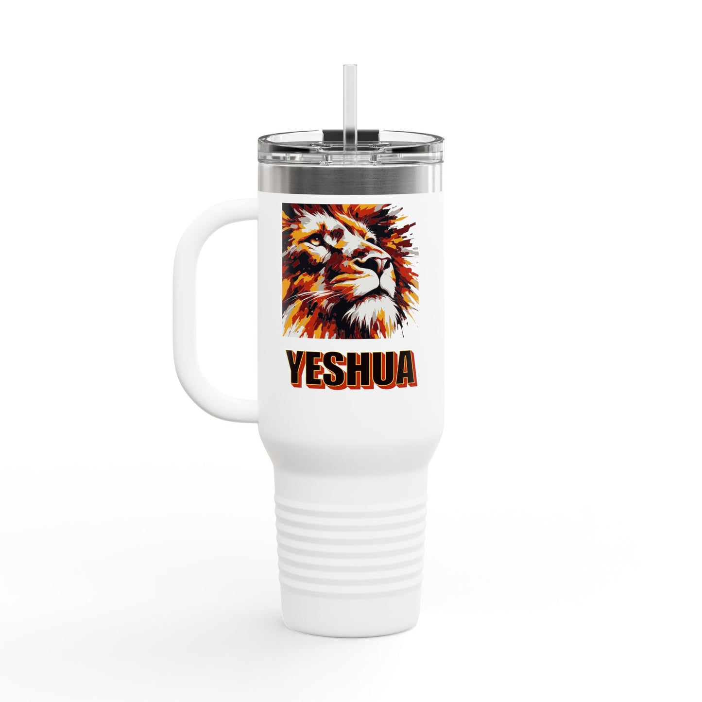 YESHUA 40oz Insulated Travel Mug - Inspirational Lion Design, Perfect for Hot & Cold Beverages
