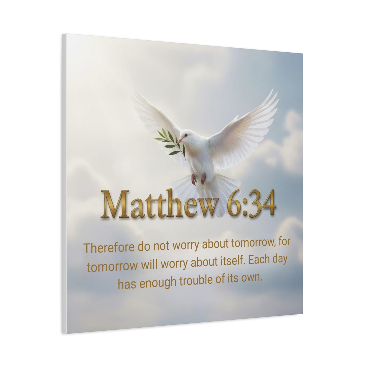 Inspirational Wall Art, Matthew 6:34 Canvas Print, Christian Decor, Uplifting Home Decoration, Motivational Gift