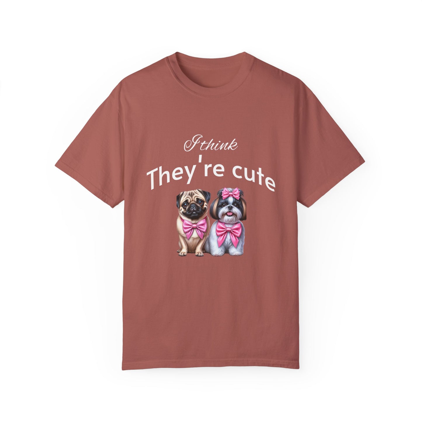 I think they're cute - an adorable pug and a cute shih tzu toy dog - Unisex T-Shirt - Nature Art Tee