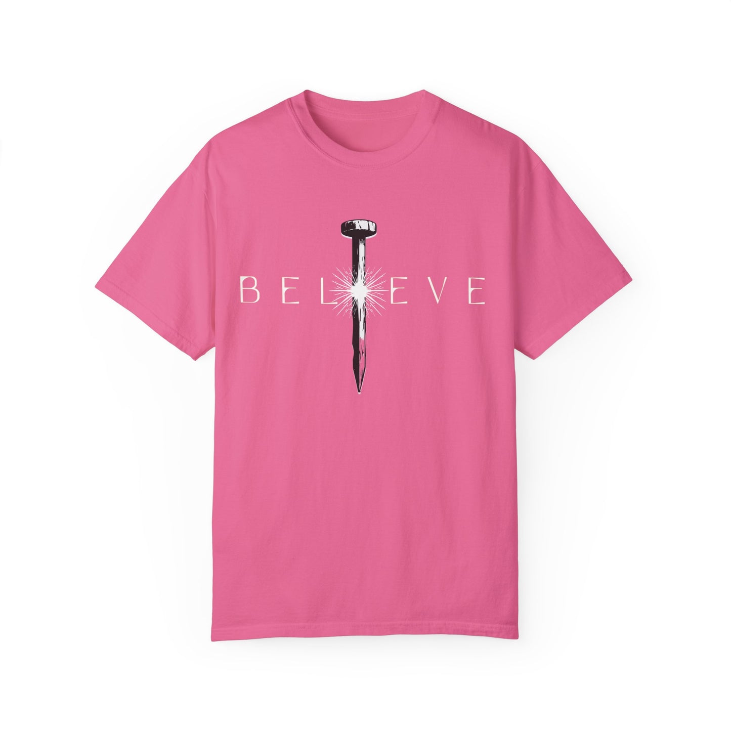 Unisex 'Believe' Garment-Dyed T-shirt - Inspirational Graphic Tee