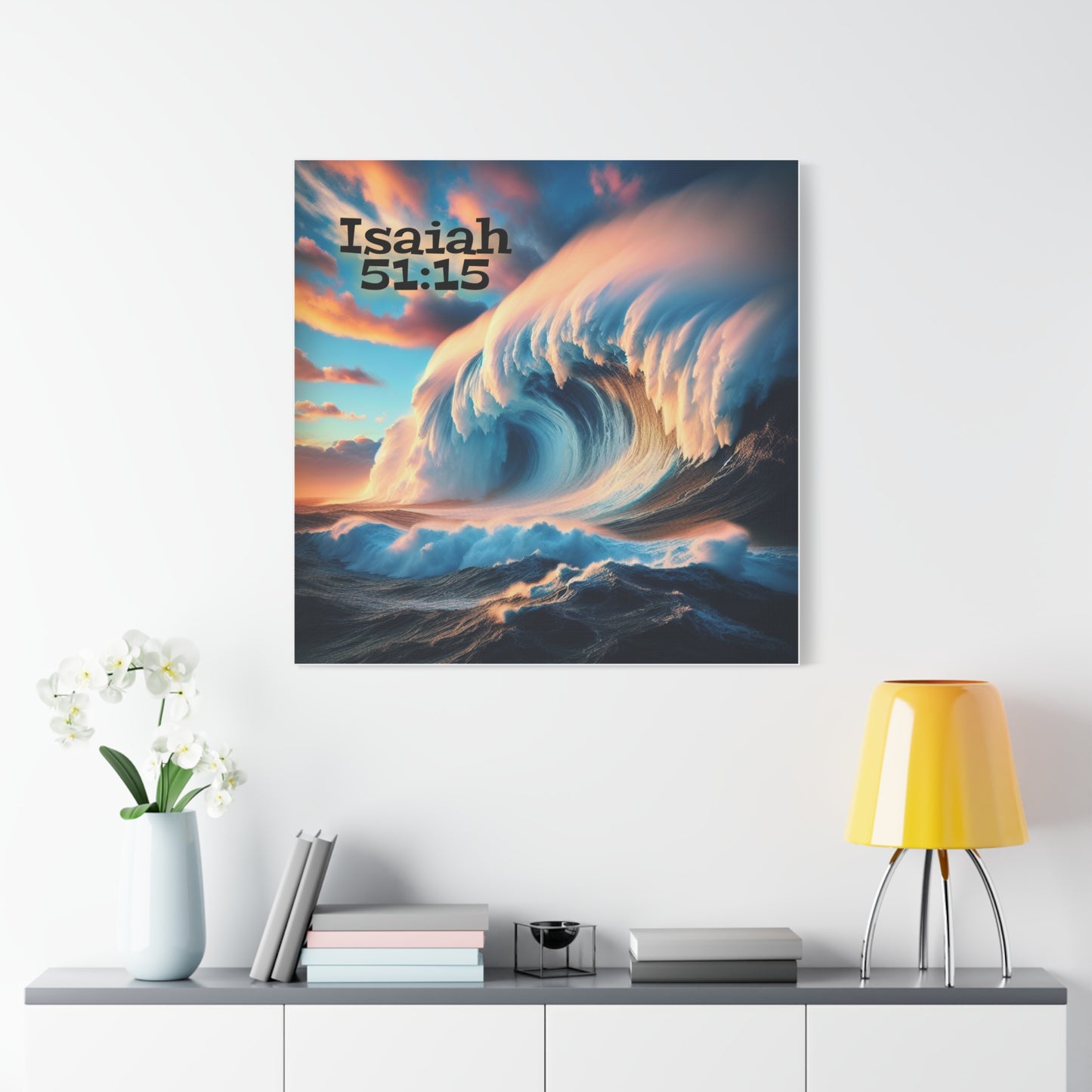 Inspirational Wave Canvas Wall Art, Motivational Home Decor, Ocean Print, Psalm 51:15 Decor, Nautical Gift, Bible Verse Wall Art