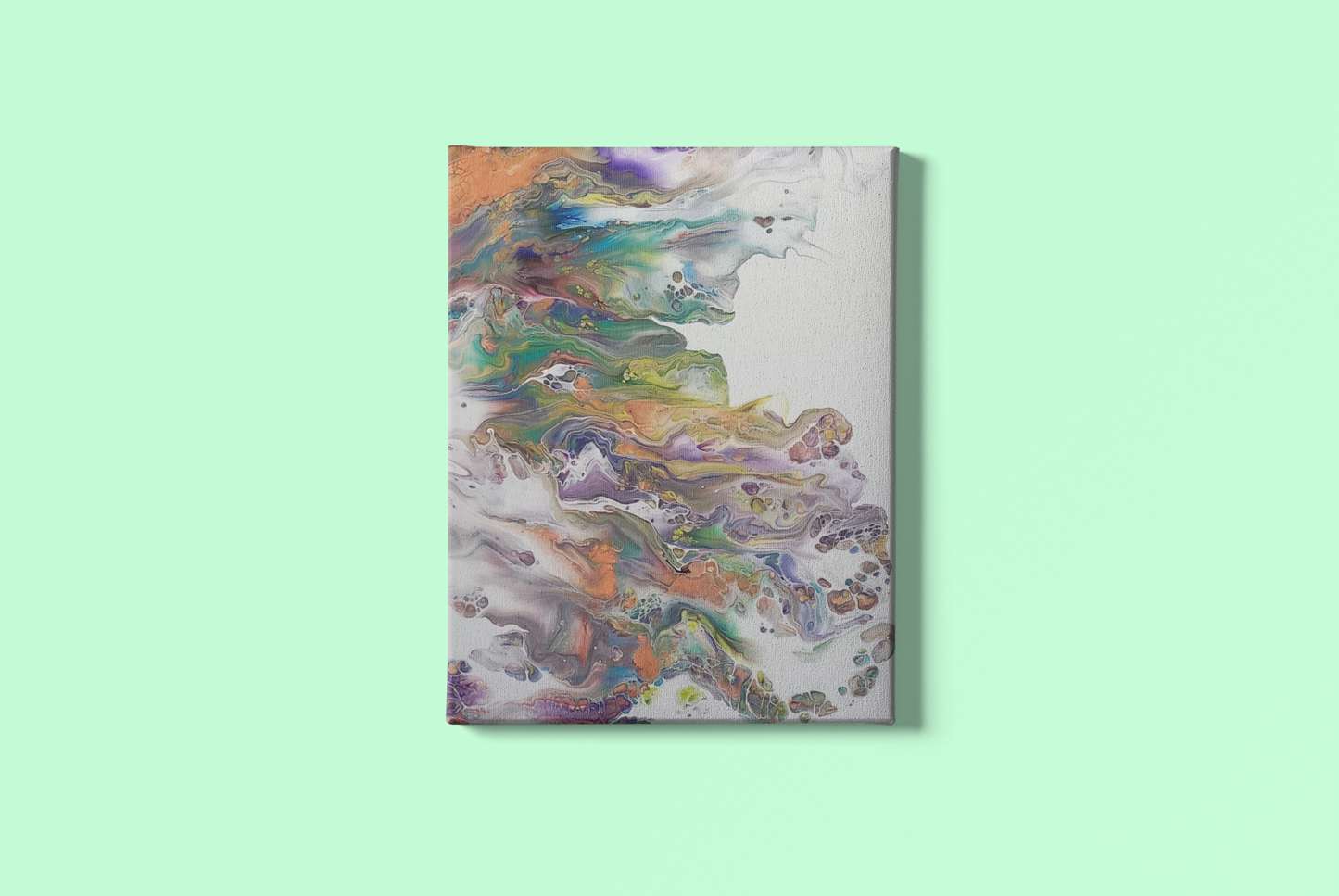 Acrylic pour painting with vibrant colors - canvas custom artwork - 8 by 10 inches