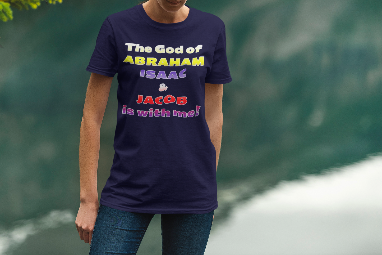 Faith-Inspired Unisex Garment-Dyed T-Shirt - 'The God of Abraham, Isaac, Jacob is with me!'