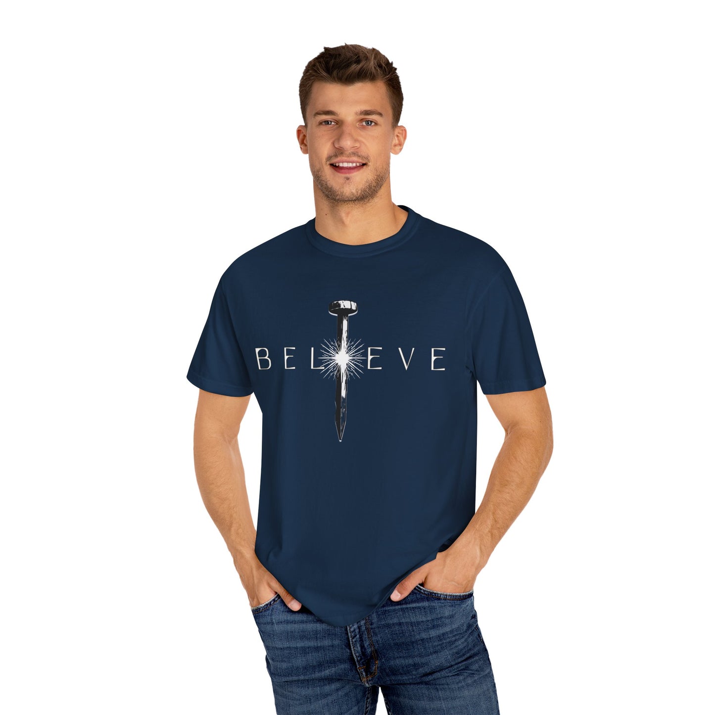 Unisex 'Believe' Garment-Dyed T-shirt - Inspirational Graphic Tee