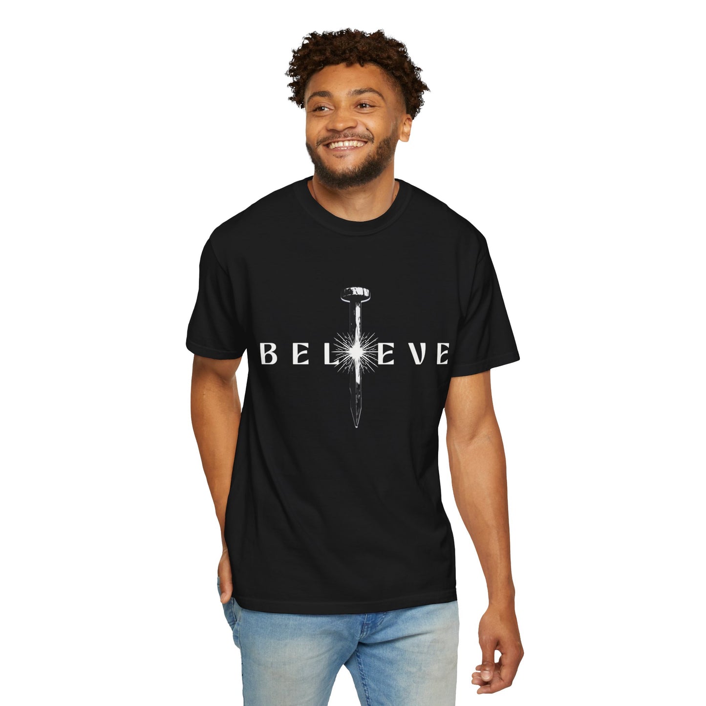 Unisex 'Believe' Garment-Dyed T-shirt - Inspirational Graphic Tee