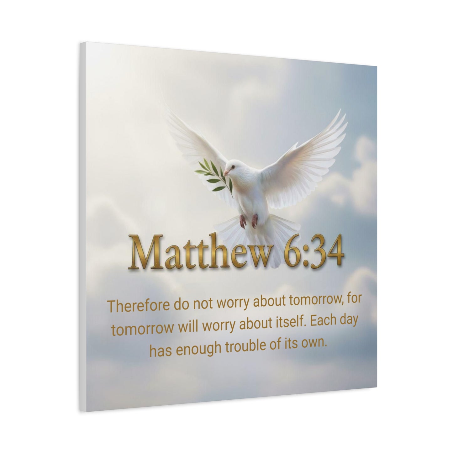 Inspirational Wall Art, Matthew 6:34 Canvas Print, Christian Decor, Uplifting Home Decoration, Motivational Gift