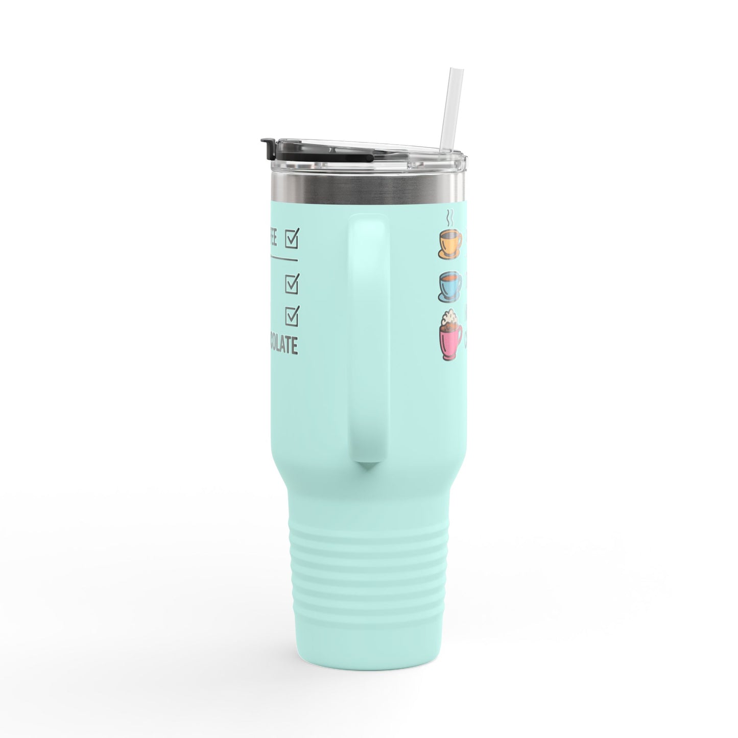 40oz Insulated Travel Mug - Coffee, Tea, Hot Chocolate Checklist - What is your favorite?
