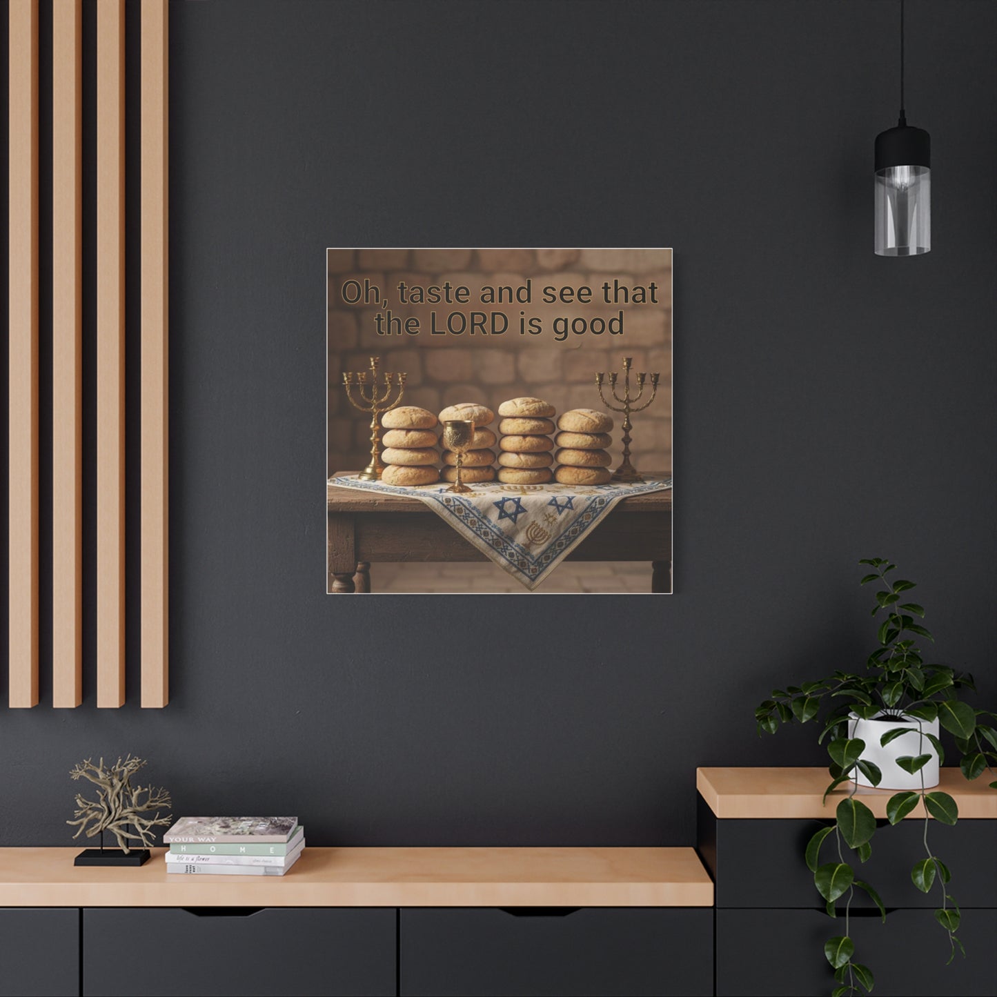 Inspirational Wall Art, Religious Decor, Kitchen or Dining Room, Gift for Hostess, Hanukkah Decoration, Faith-Based Home