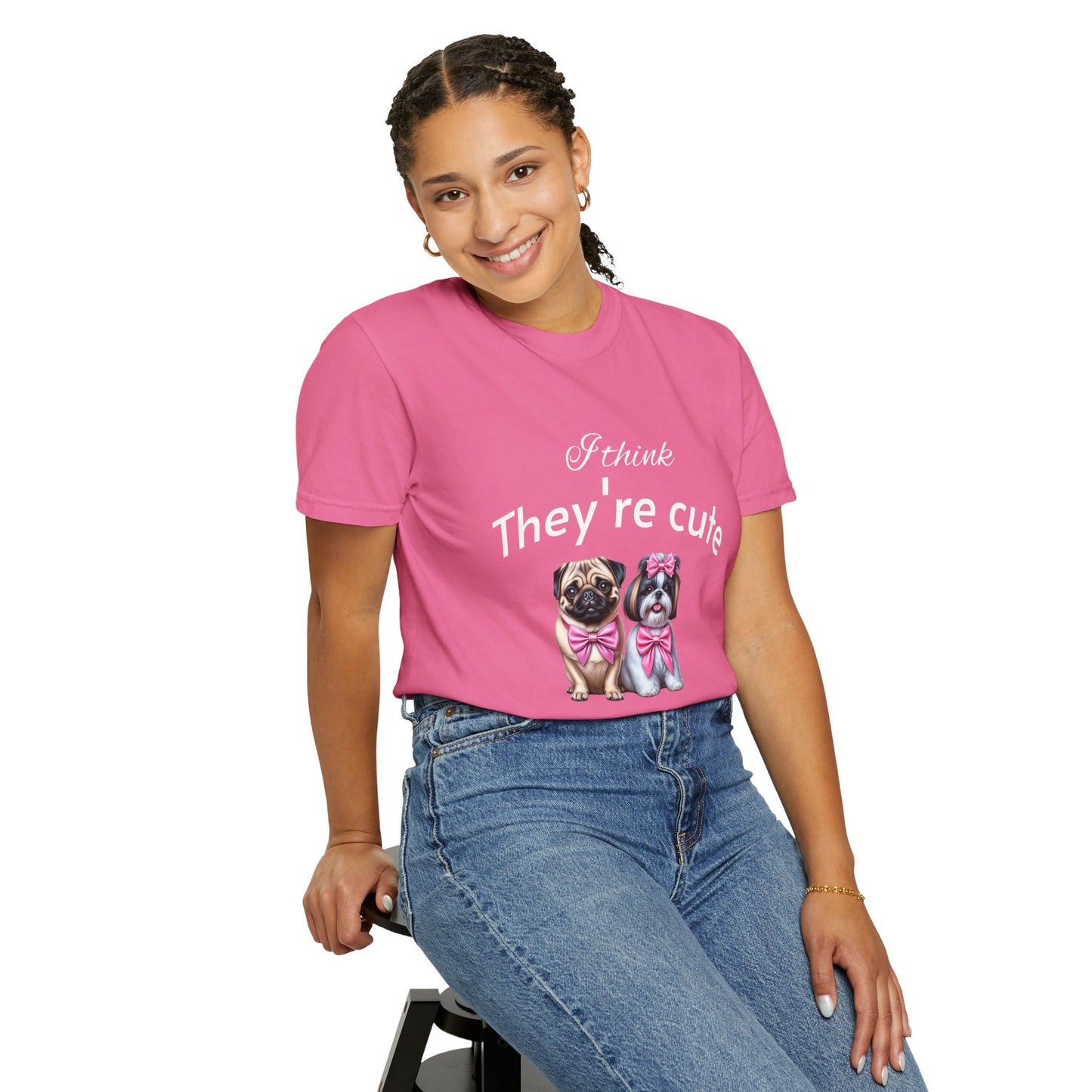 I think they're cute - an adorable pug and a cute shih tzu toy dog - Unisex T-Shirt - Nature Art Tee