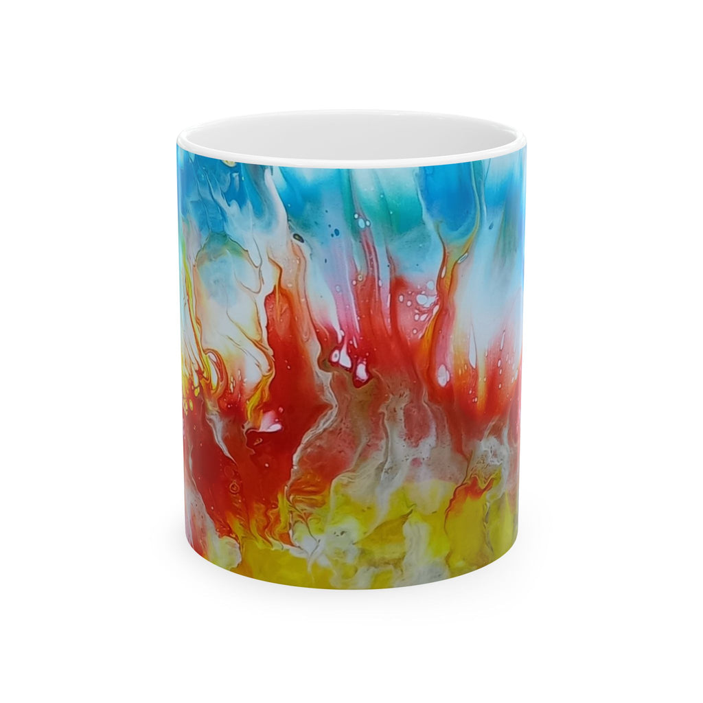 "The First Sunset" - Earth Ceramic Mug - Acrylic Pouring Art Coffee Cup, 11oz, 15oz