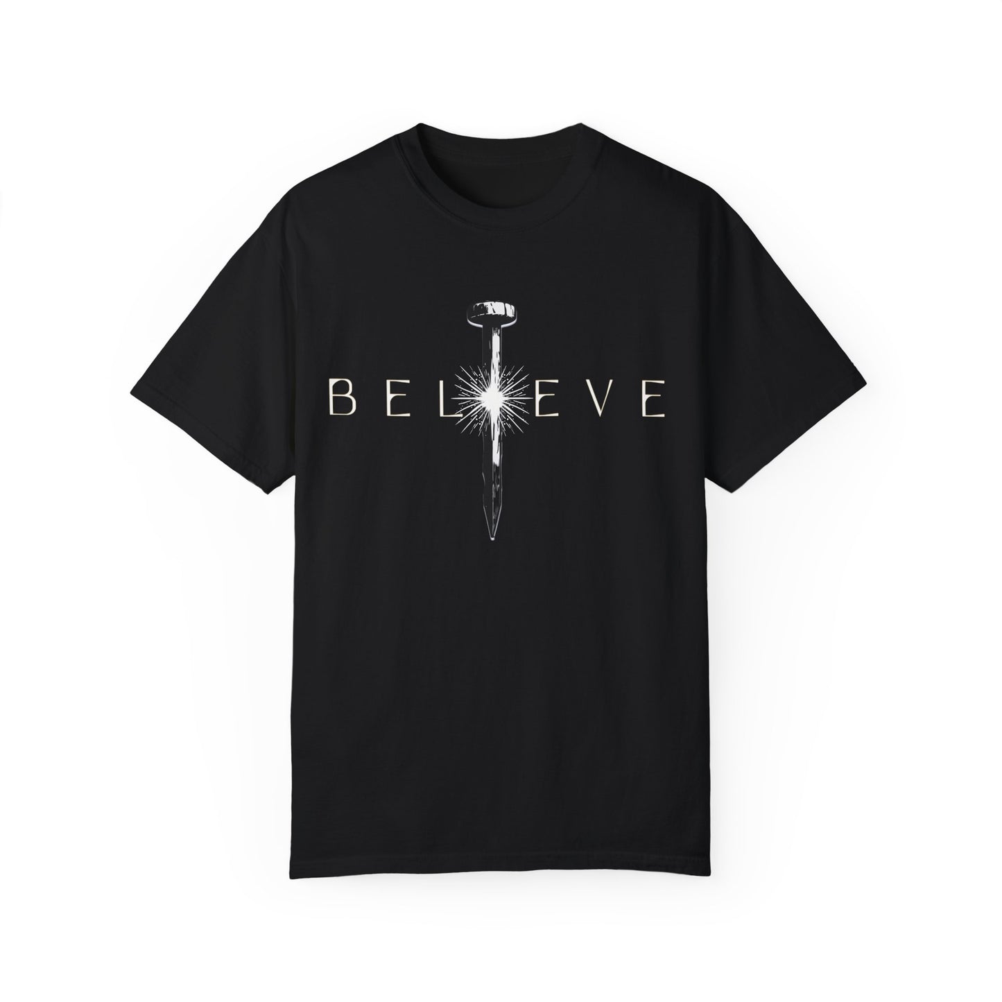 Unisex 'Believe' Garment-Dyed T-shirt - Inspirational Graphic Tee