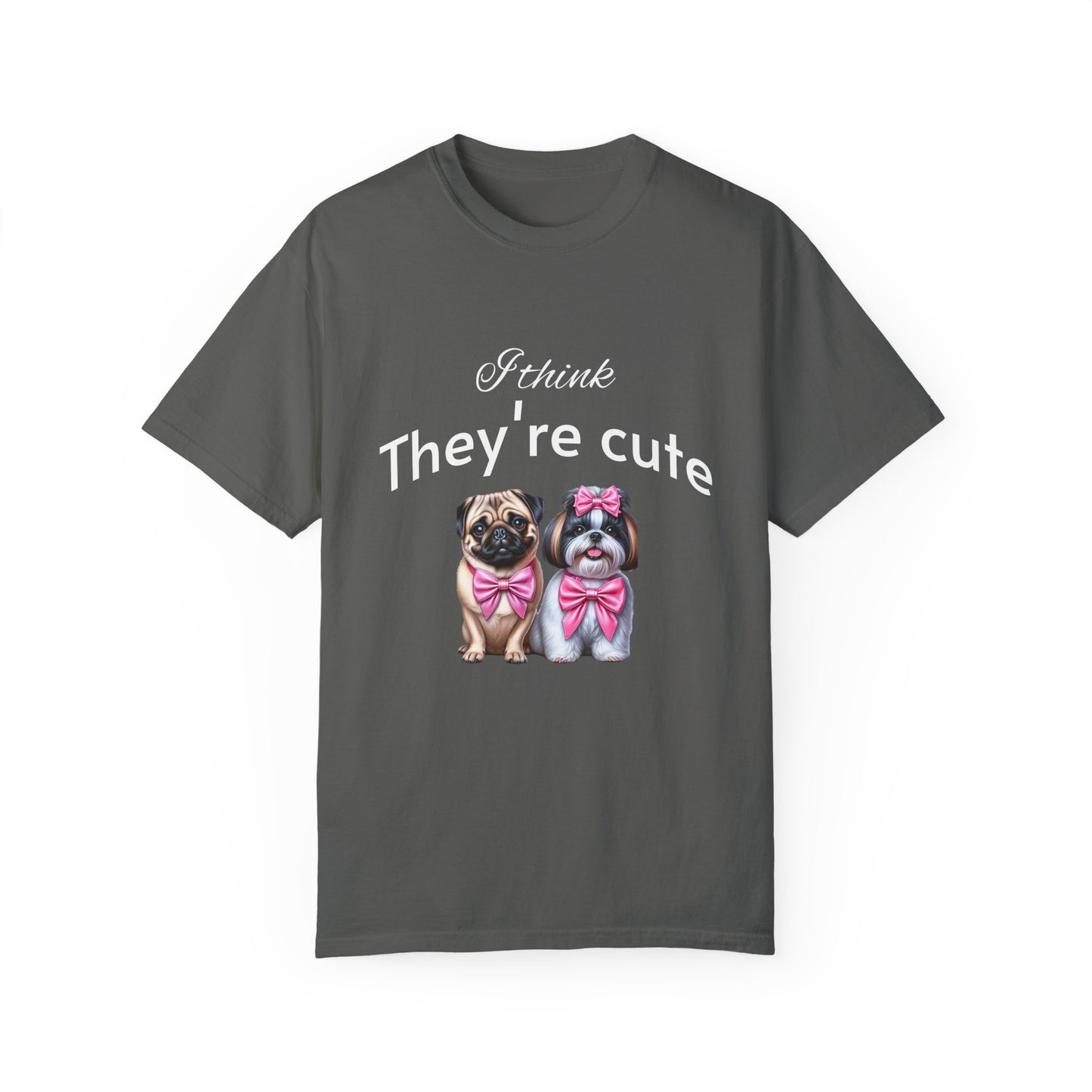 I think they're cute - an adorable pug and a cute shih tzu toy dog - Unisex T-Shirt - Nature Art Tee
