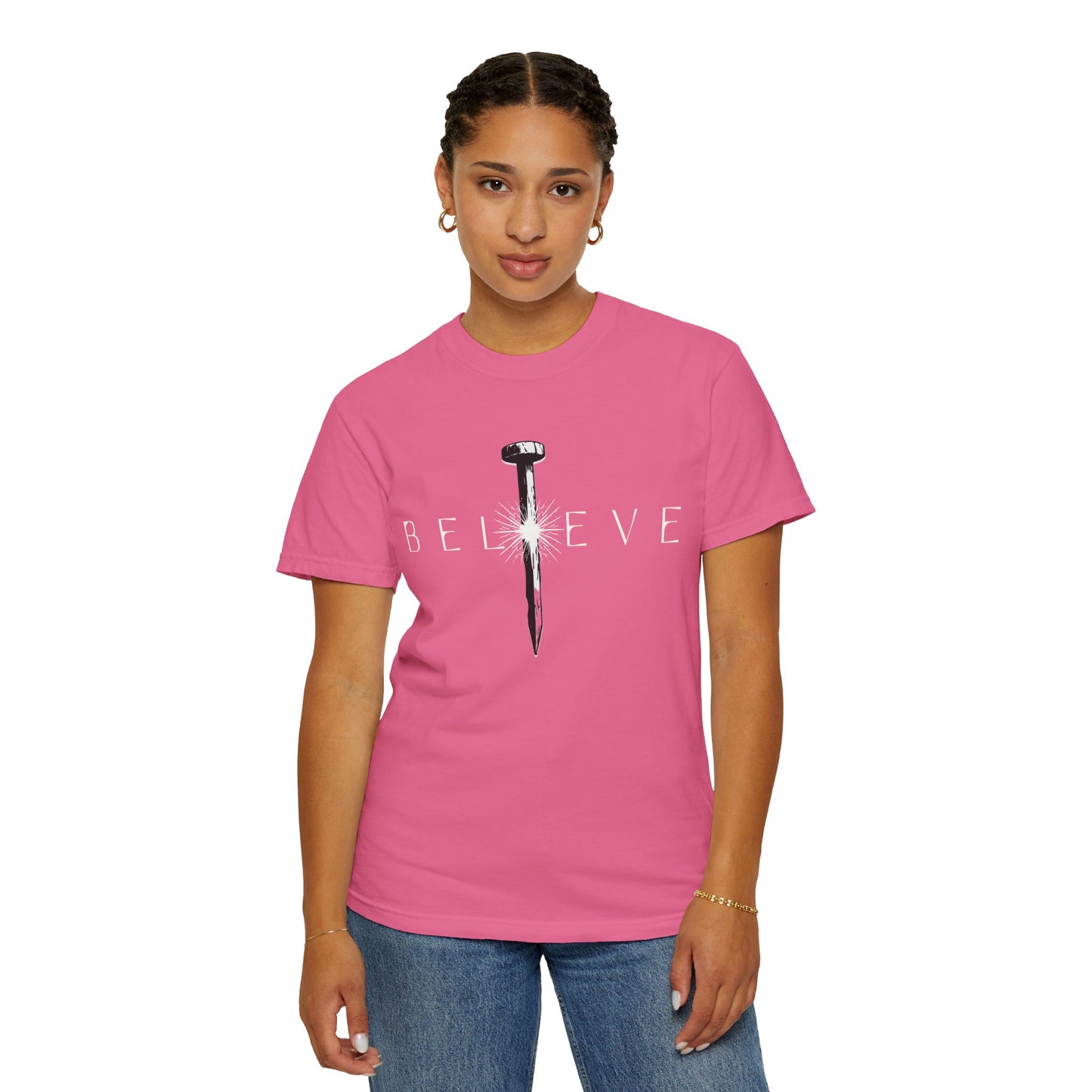 Unisex 'Believe' Garment-Dyed T-shirt - Inspirational Graphic Tee
