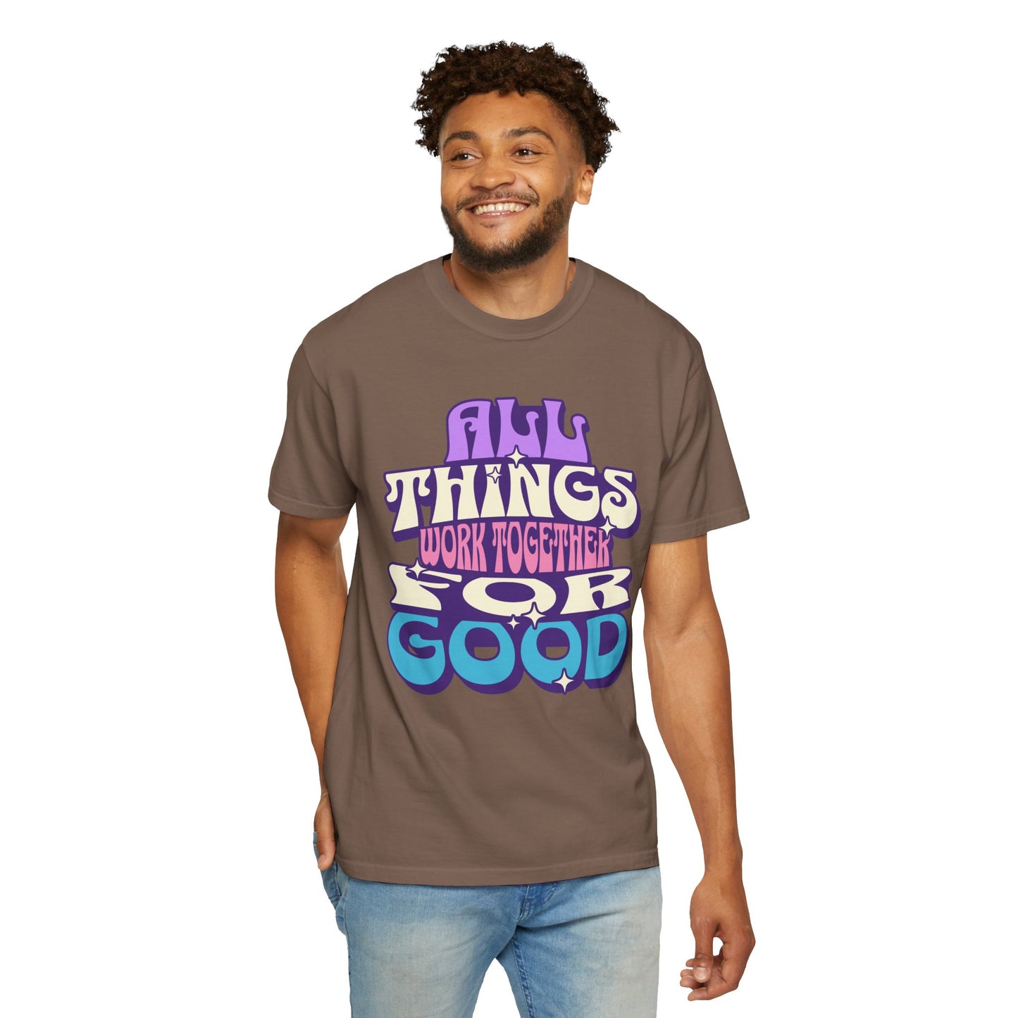 Unisex Garment-Dyed T-Shirt - "All Things Work Together for Good" Motivational Tee