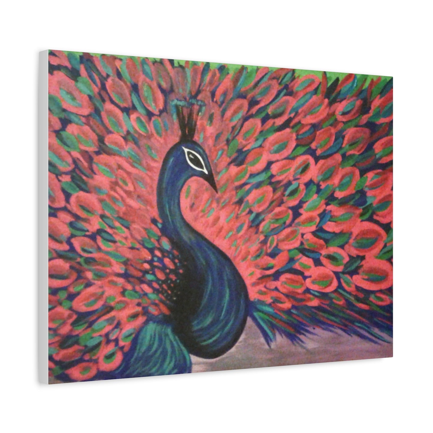 Vibrant Peacock Canvas Art - Colorful Stretched Wall Decor