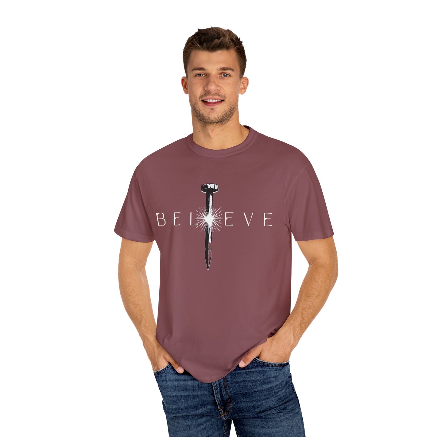 Unisex 'Believe' Garment-Dyed T-shirt - Inspirational Graphic Tee