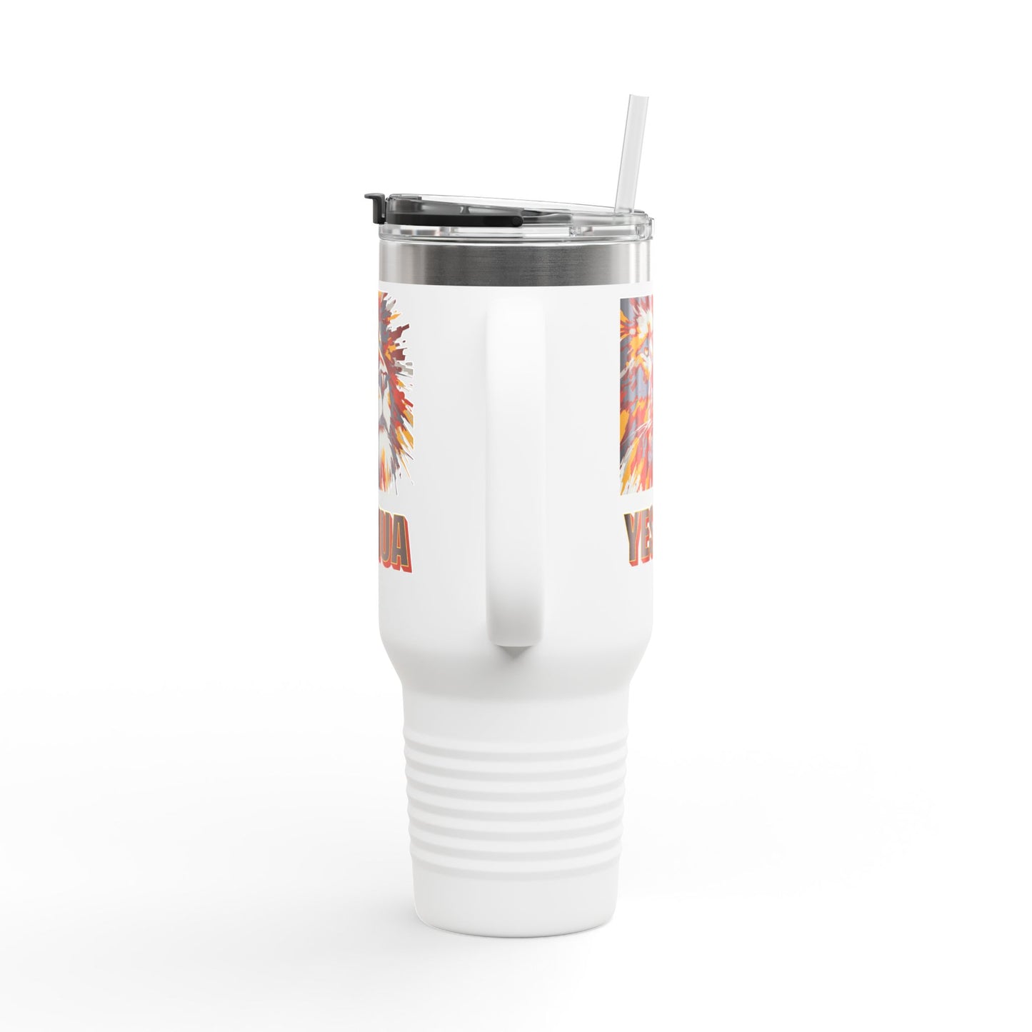 YESHUA 40oz Insulated Travel Mug - Inspirational Lion Design, Perfect for Hot & Cold Beverages