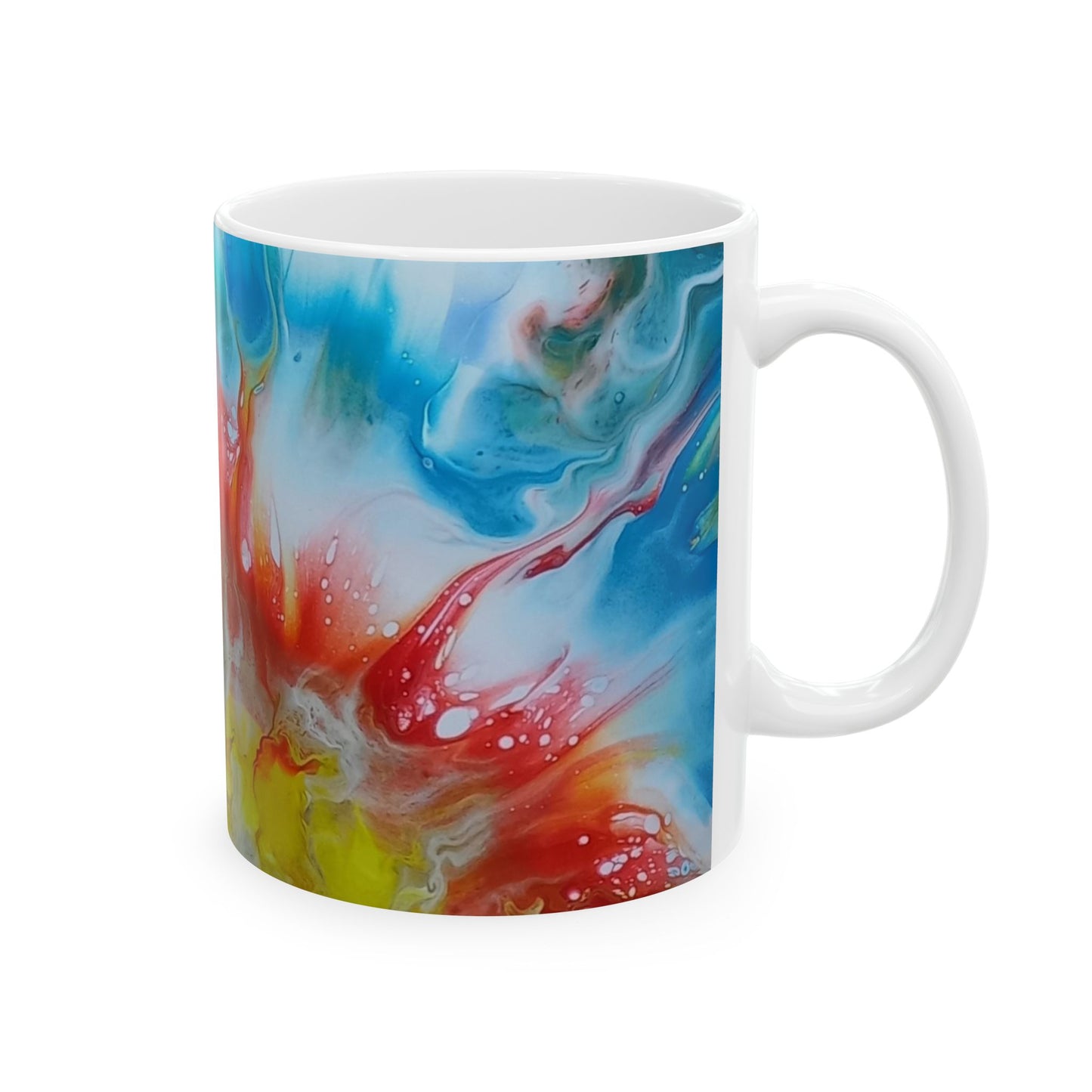 "The First Sunset" - Earth Ceramic Mug - Acrylic Pouring Art Coffee Cup, 11oz, 15oz