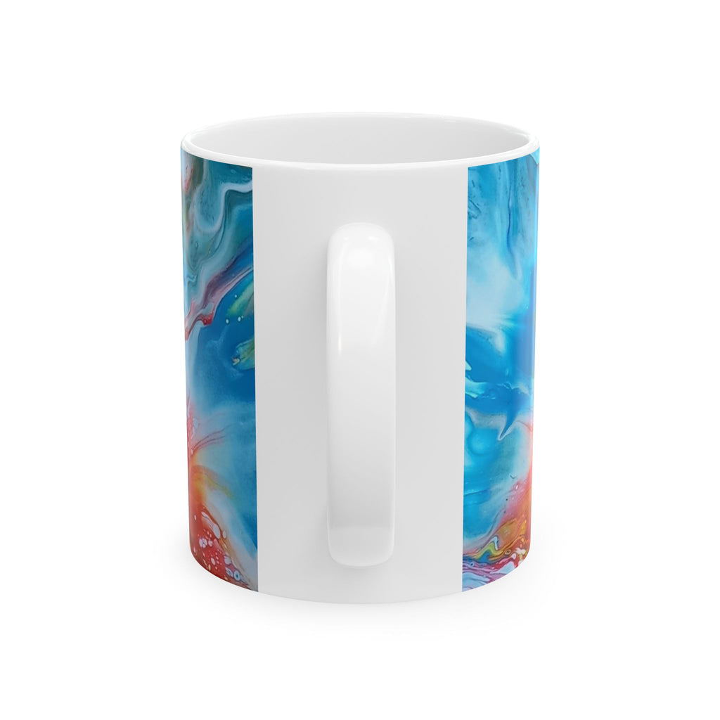 "The First Sunset" - Earth Ceramic Mug - Acrylic Pouring Art Coffee Cup, 11oz, 15oz