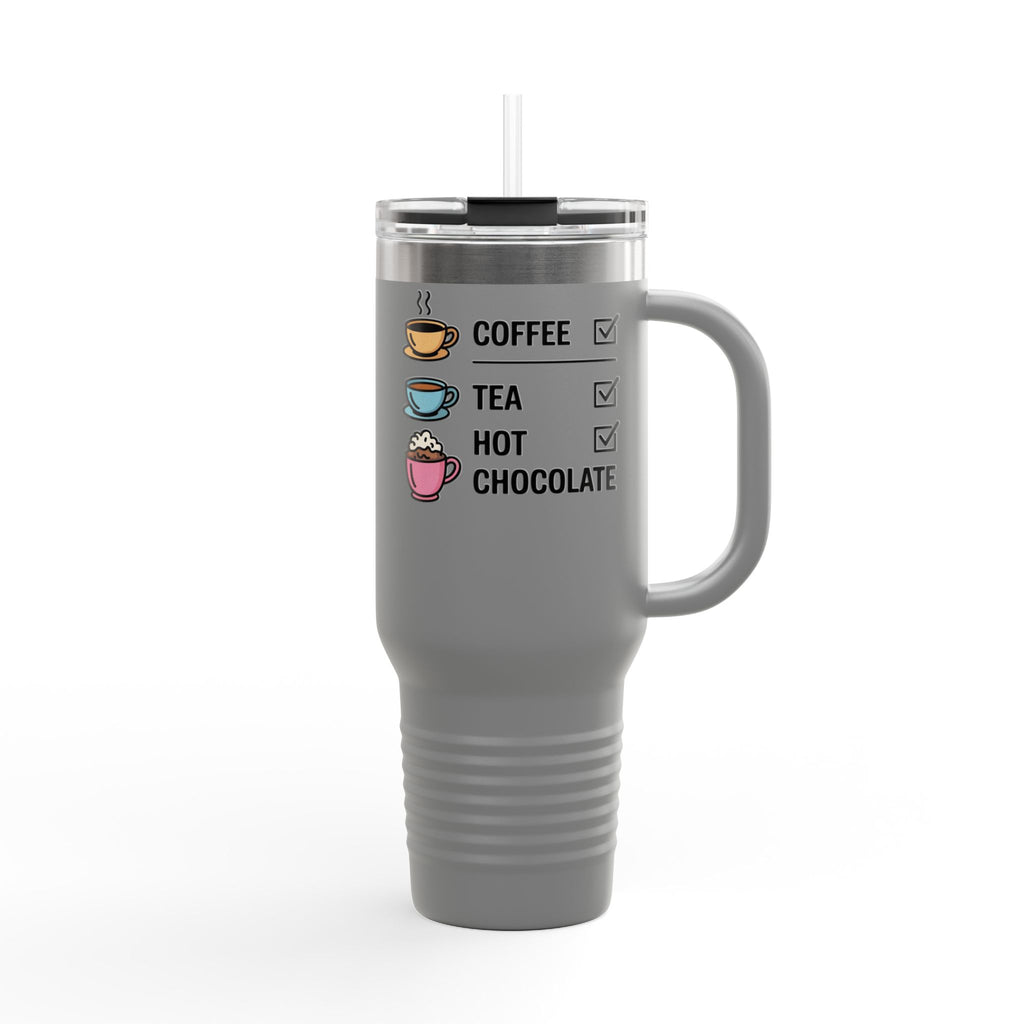 40oz Insulated Travel Mug - Coffee, Tea, Hot Chocolate Checklist - What is your favorite?