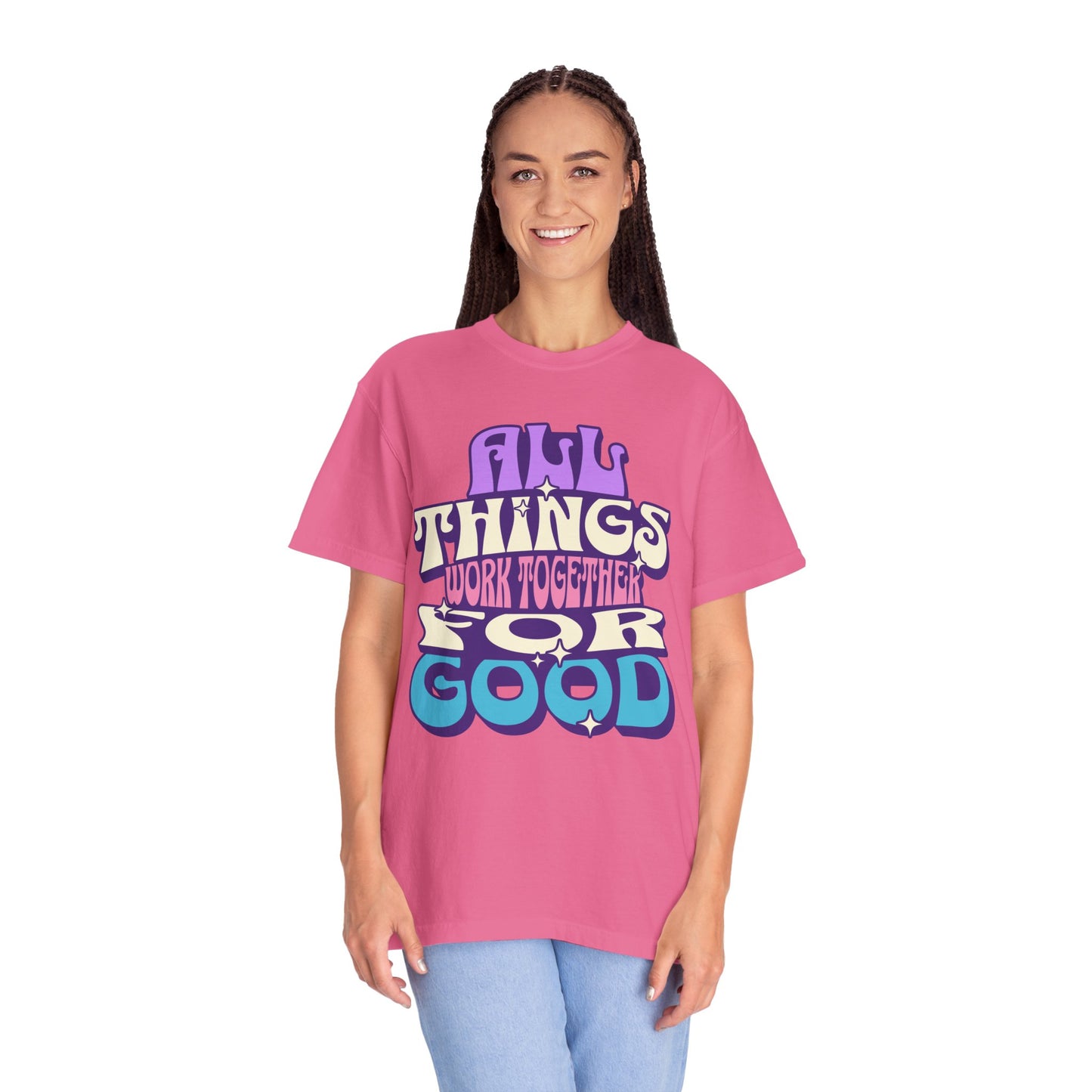 Unisex Garment-Dyed T-Shirt - "All Things Work Together for Good" Motivational Tee