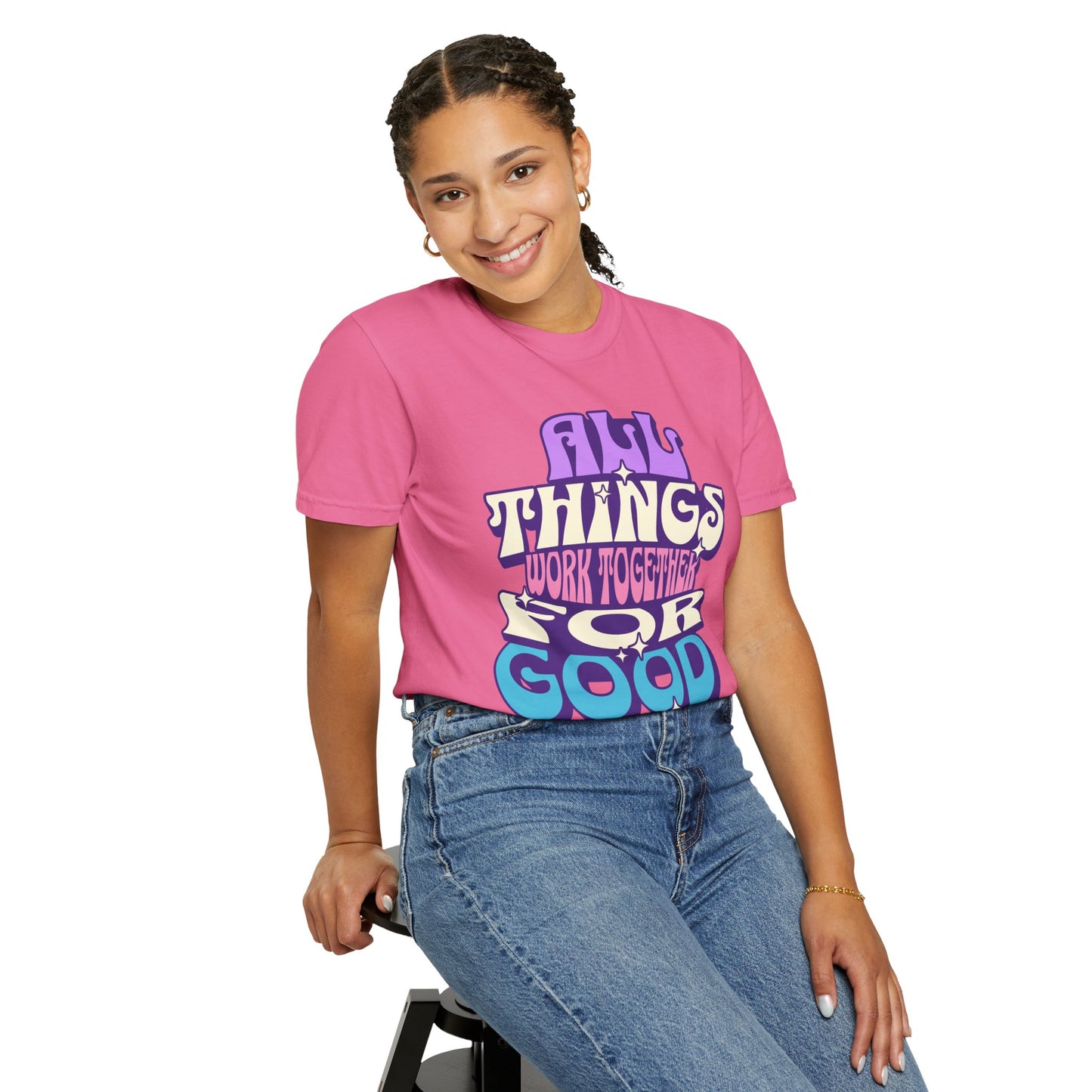Unisex Garment-Dyed T-Shirt - "All Things Work Together for Good" Motivational Tee