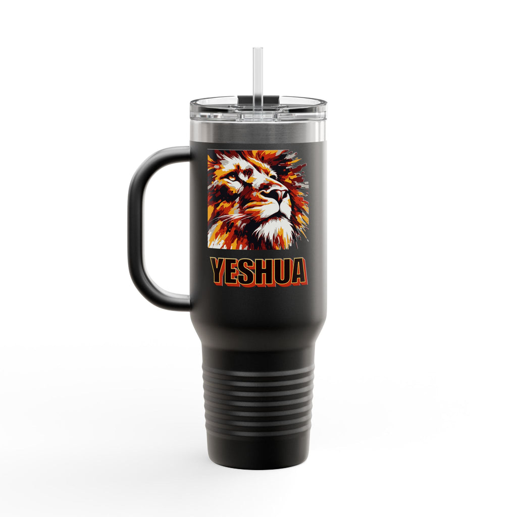 YESHUA 40oz Insulated Travel Mug - Inspirational Lion Design, Perfect for Hot & Cold Beverages